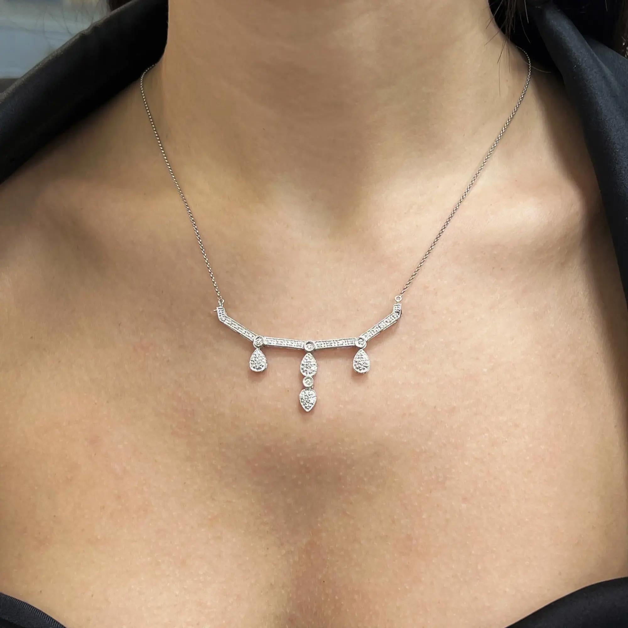 Collana di diamanti Rachel Koen con catena Transformer in oro bianco 14K 1,00cts In condizioni Nuovo in vendita a New York, NY