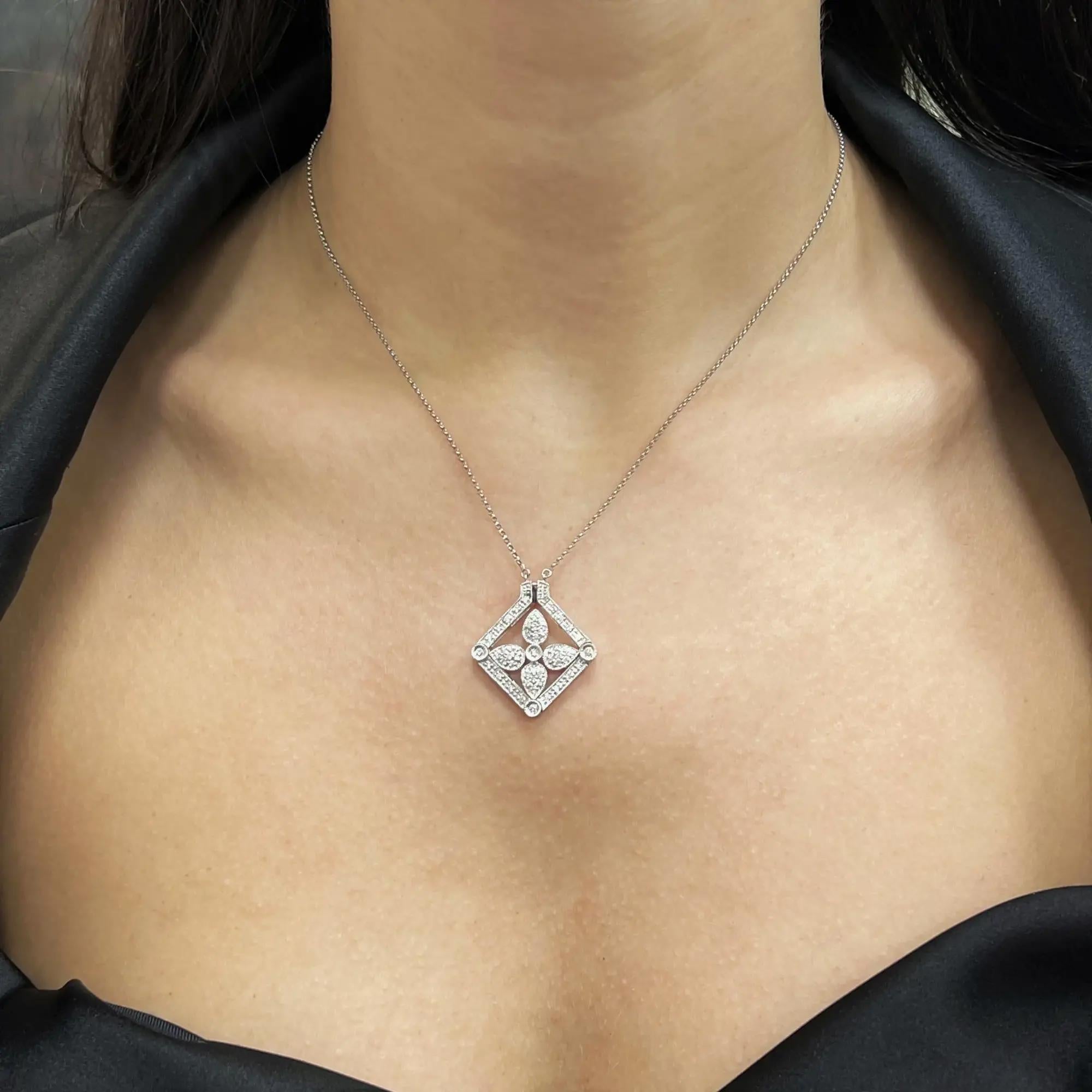 Donna Collana di diamanti Rachel Koen con catena Transformer in oro bianco 14K 1,00cts in vendita