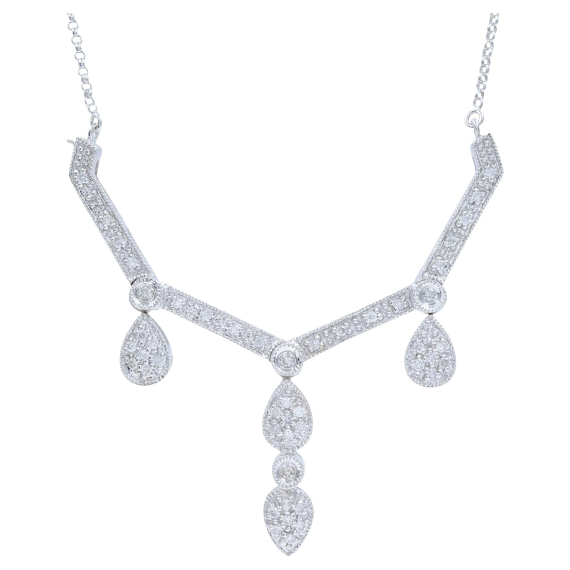 Rachel Koen Genuine Diamond Blue Sapphire Tennis Necklace 14k White ...