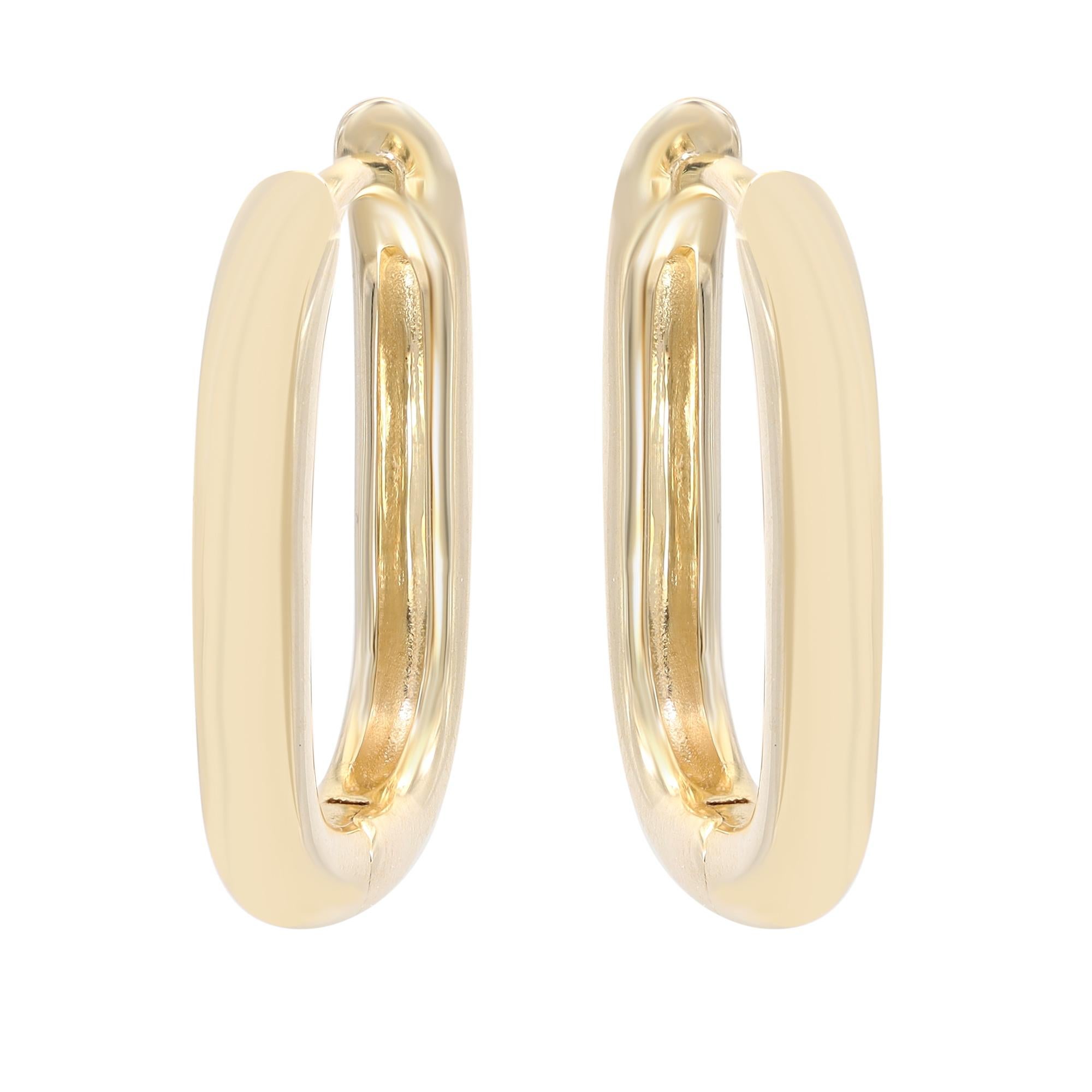 Modern Rachel Koen Diamond Oblong Huggie Earrings 14K Yellow Gold 0.18Cttw For Sale