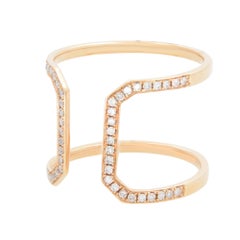 Rachel Koen Diamond Open Wide Band Ring 18k Rose Gold 0.25cttw