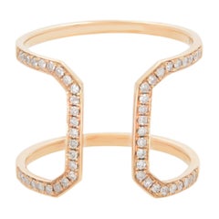 Rachel Koen Diamond Open Wide Band Ring 18k Rose Gold 0.25cttw