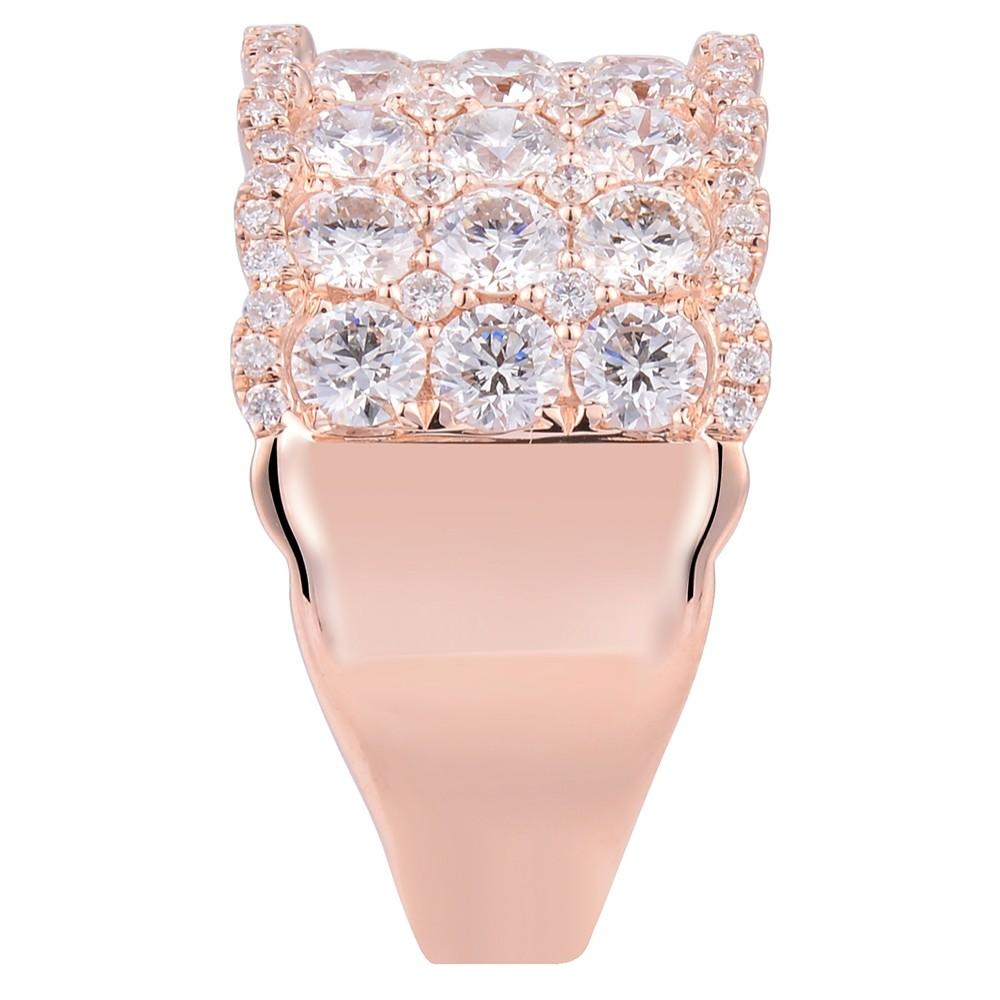 Round Cut Rachel Koen Diamond Pave Ladies Ring 18K Rose Gold 3.00cttw For Sale