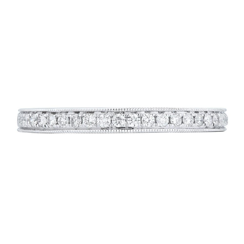 Round Cut Rachel Koen Diamond Pave Ladies Ring 18K White Gold 0.42cttw For Sale