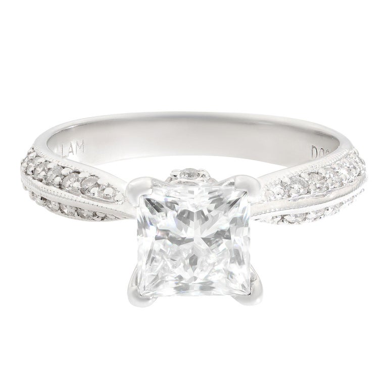 Rachel Koen Diamond Princess Cut Bridal Ring Set 14K White Gold 1.33ct ...