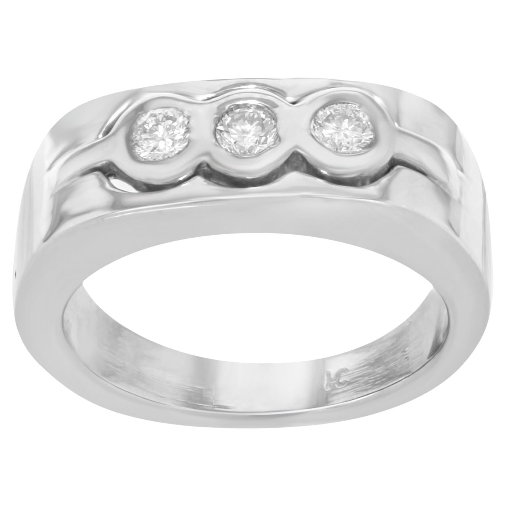 Rachel Koen Diamond Ring Band 14k White Gold 0.40Cttw For Sale