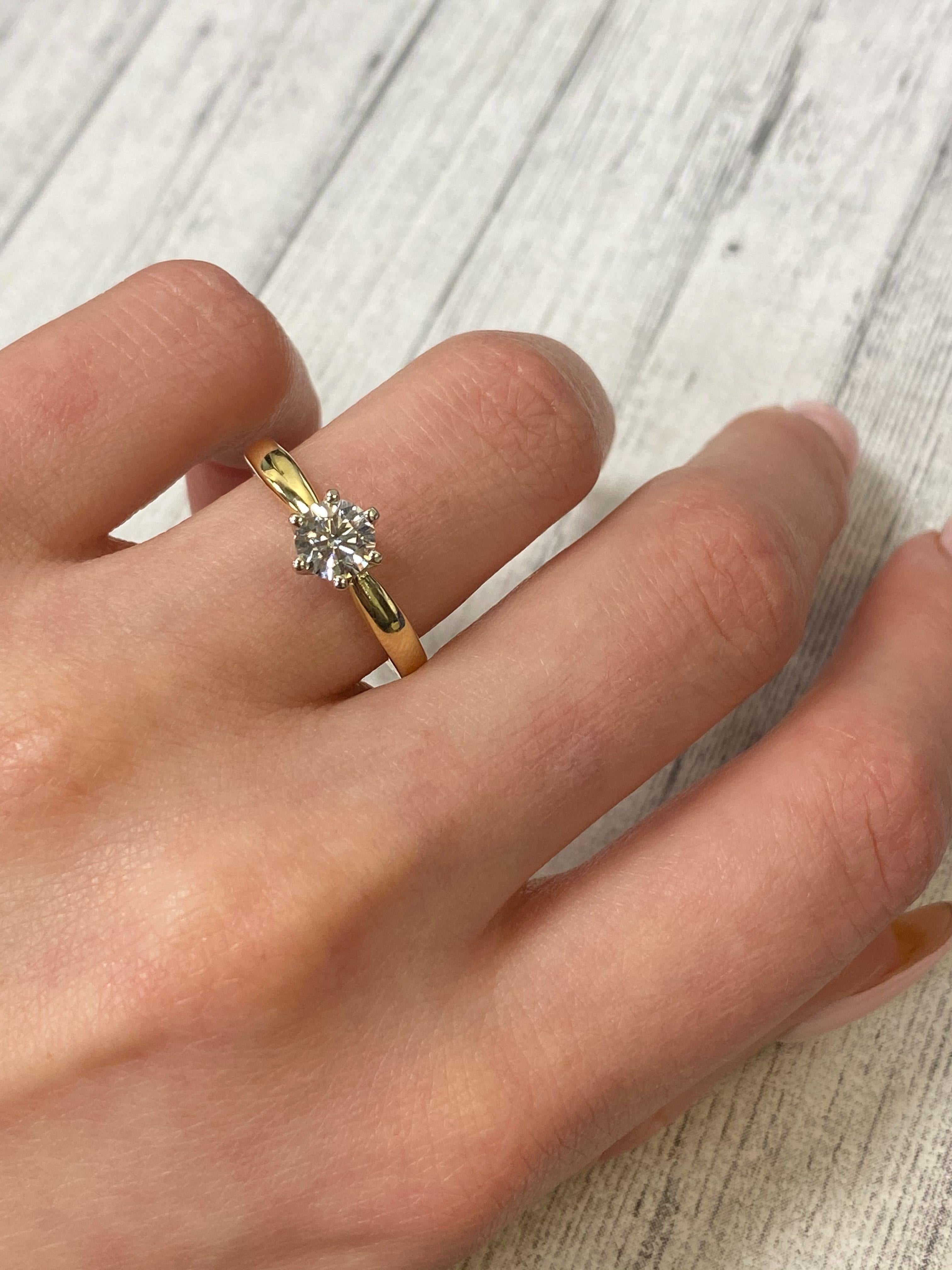 Rachel Koen Diamant Solitär Verlobungsring 14K Gelbgold 0,70 Gesamtkaratgewicht im Angebot 1