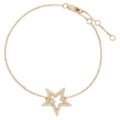 Rachel Koen Diamond Star Chain Bracelet 18K Rose Gold 0.19cttw