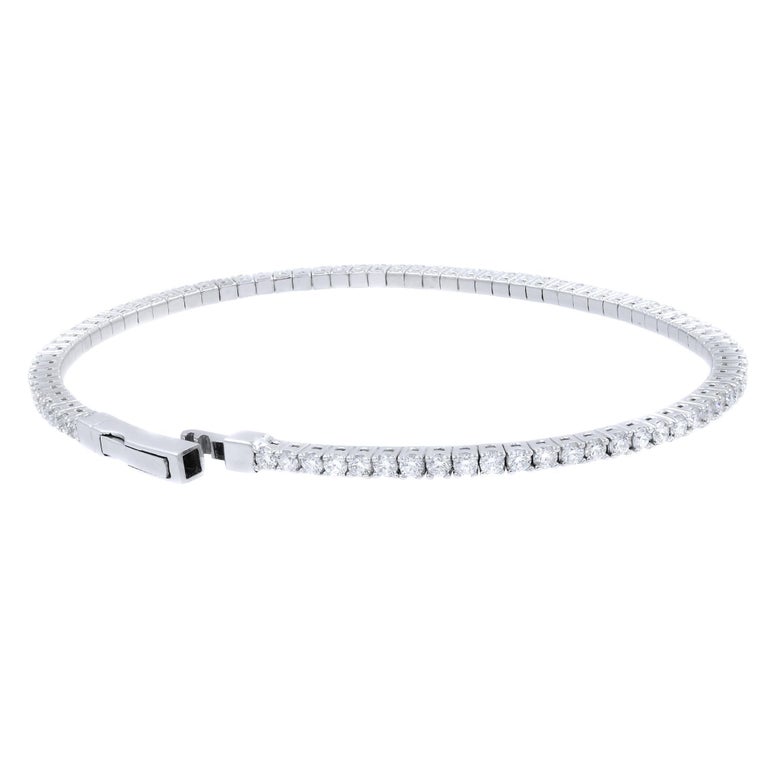 Rachel Koen Diamond Tennis Bangle Bracelet 14K White Gold 1.50cttw For