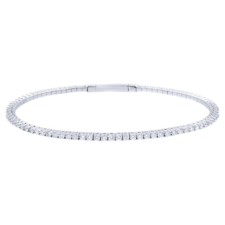 Rachel Koen Diamond Tennis Bangle Bracelet 14K White Gold 1.50cttw For