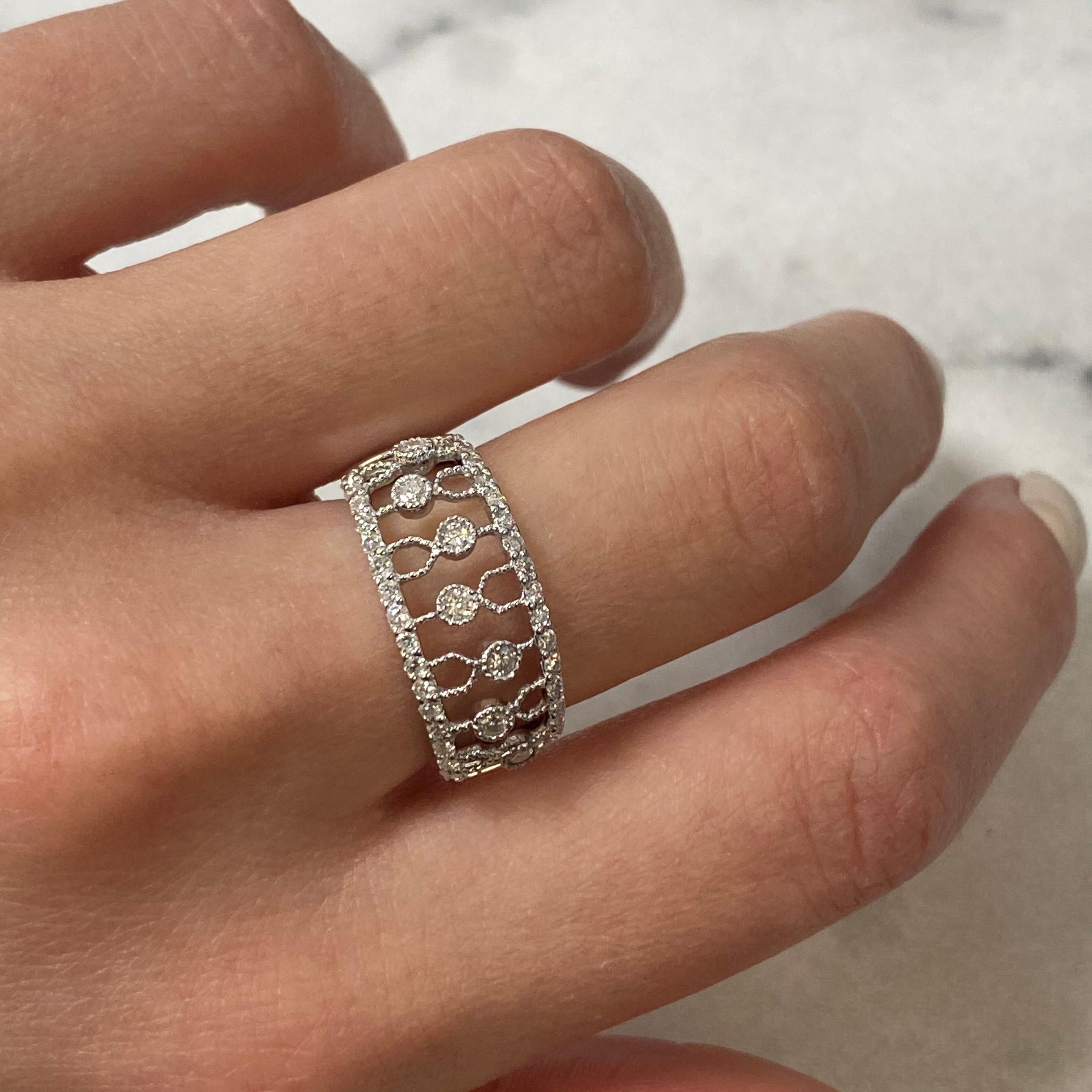 Modern Rachel Koen Diamond Thick Band Ring 14K White Gold 0.50cttw For Sale