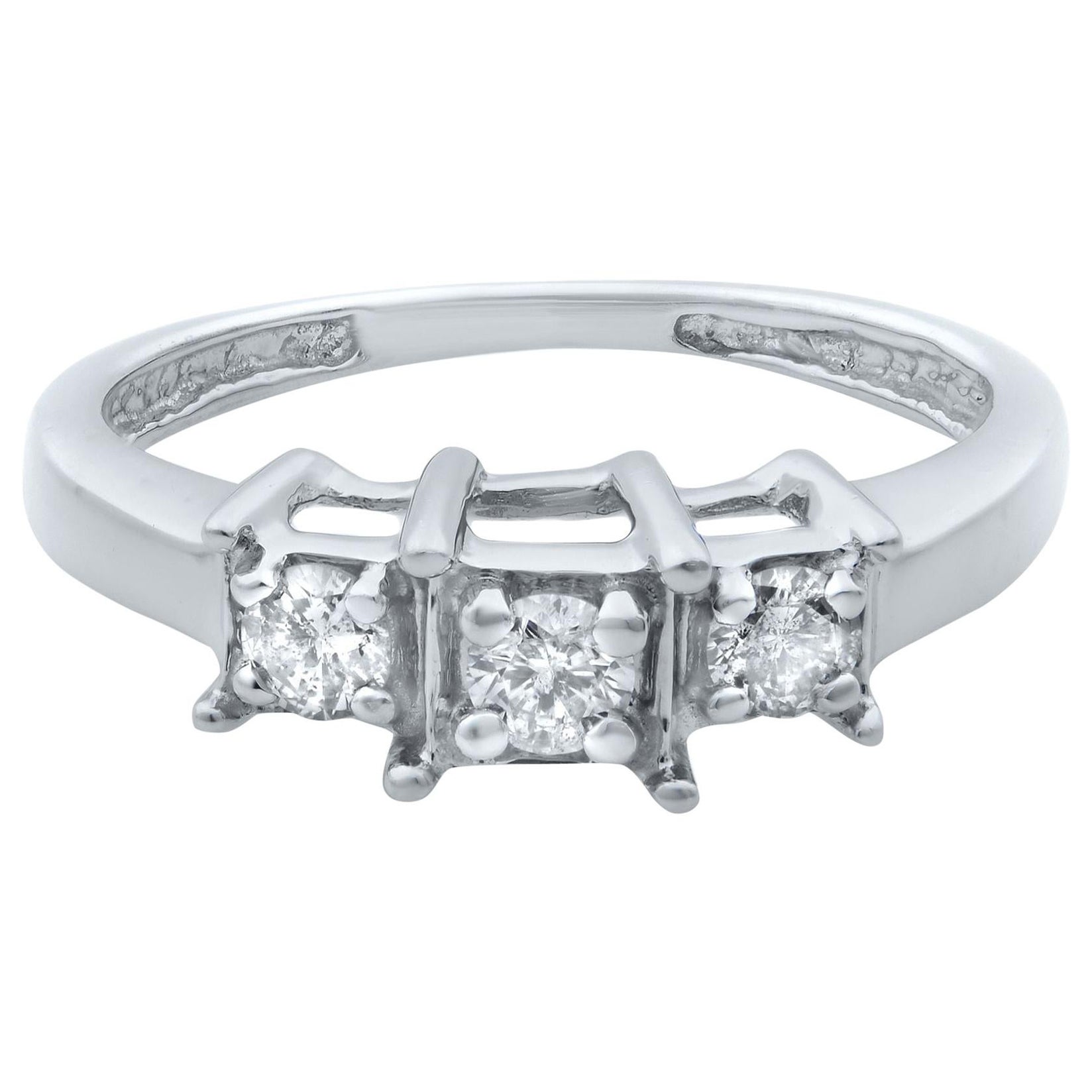 Anello di fidanzamento a tre pietre con diamante Rachel Koen in oro bianco 14K 0,50cttw