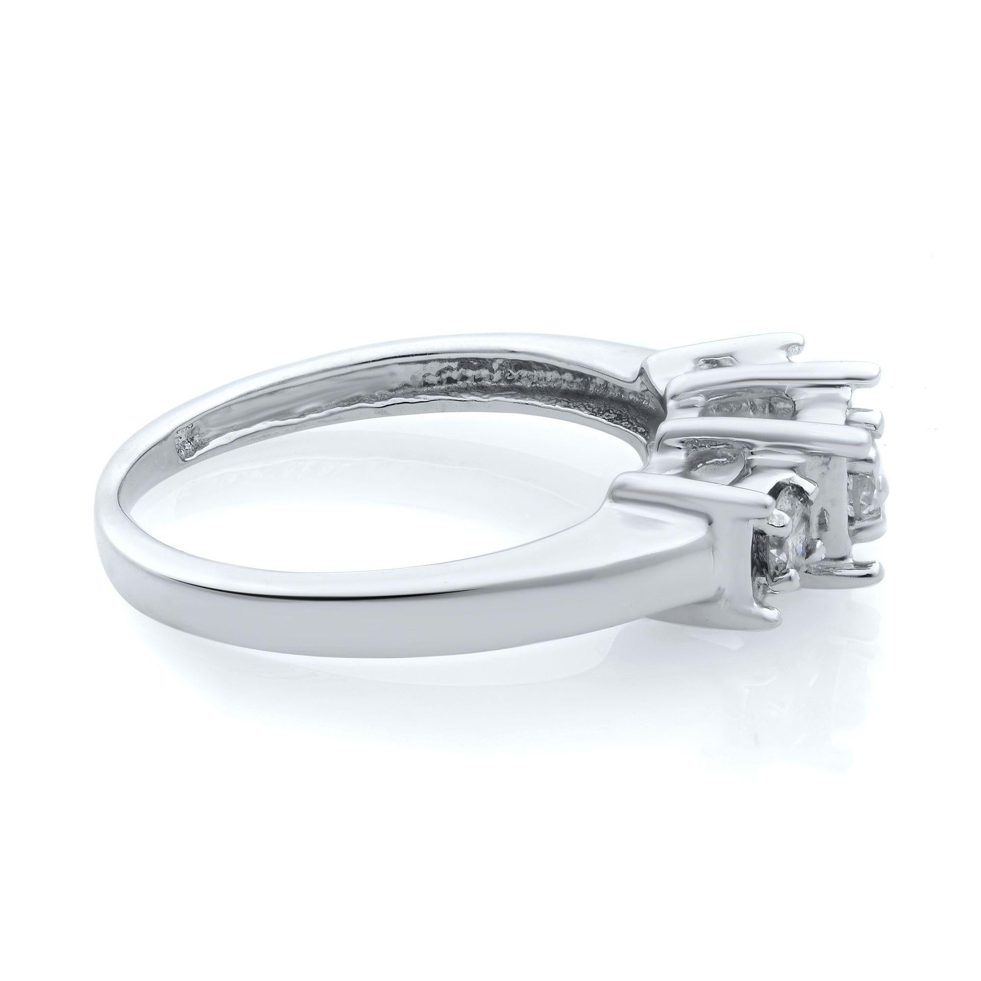 Princess Cut Rachel Koen Diamond Three Stone Engagement Ring 14K White Gold 0.50cttw For Sale