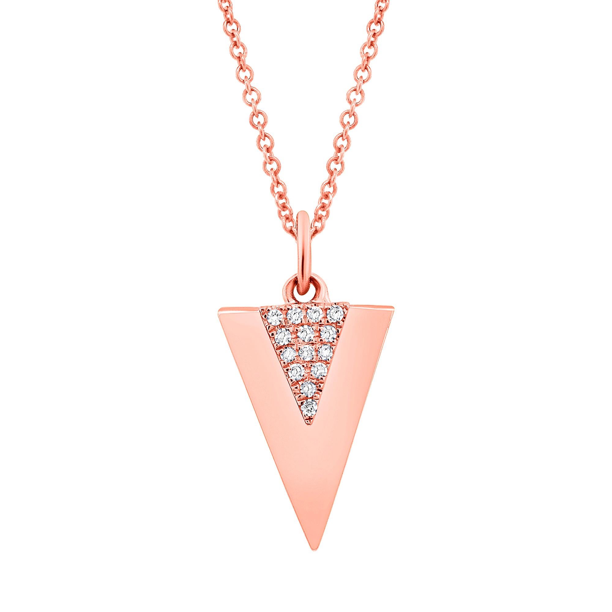 Beautiful and delicate this precious diamond necklace will leave everyone speechless the moment they see it. Crafted in high polished solid 14k rose gold this necklace is pave set with brilliant round cut diamonds of G-H color and clean VS clarity.
