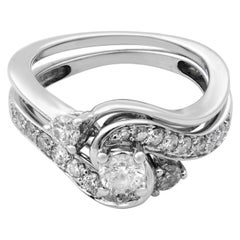 Rachel Koen Diamond Two Piece Ring Set 14K White Gold 0.60Cttw