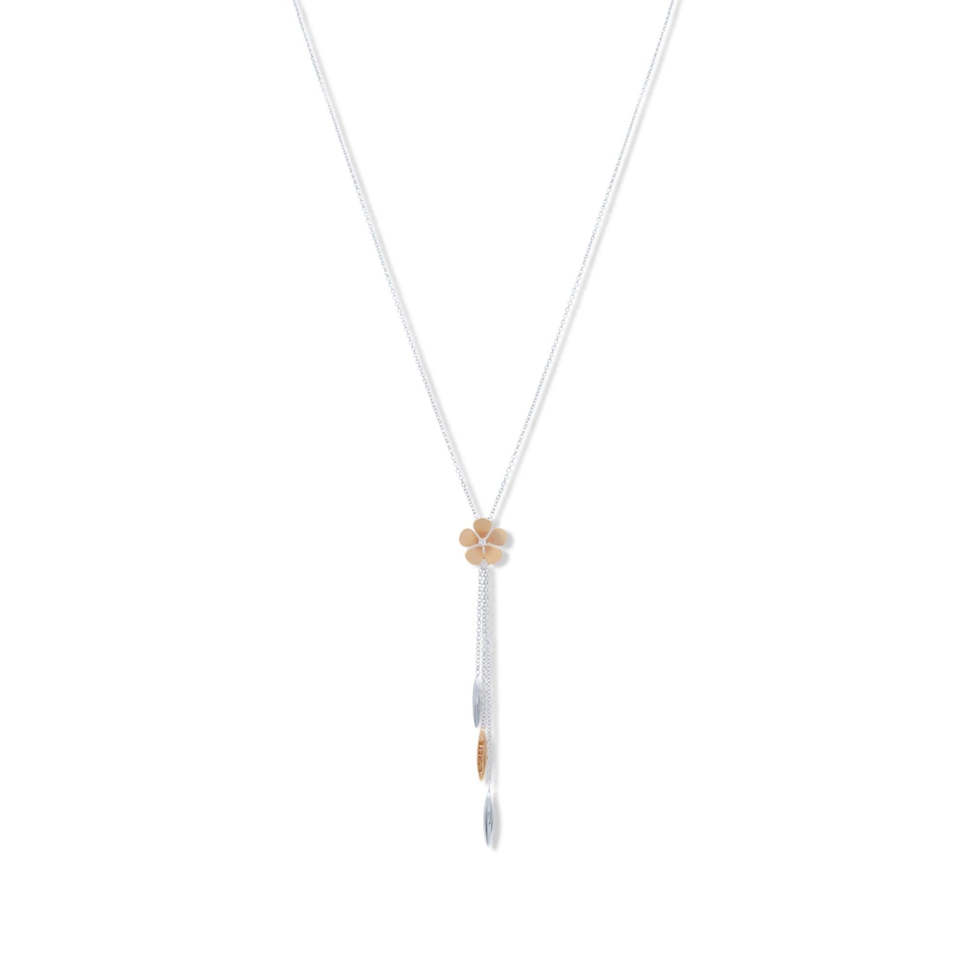 Modern Rachel Koen Diamond Two Tone Flower Pendant Necklace 18K Yellow White Gold For Sale