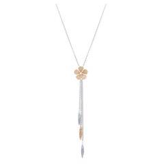 Collana con ciondolo a forma di fiore bicolore Rachel Koen in oro giallo bianco 18 carati