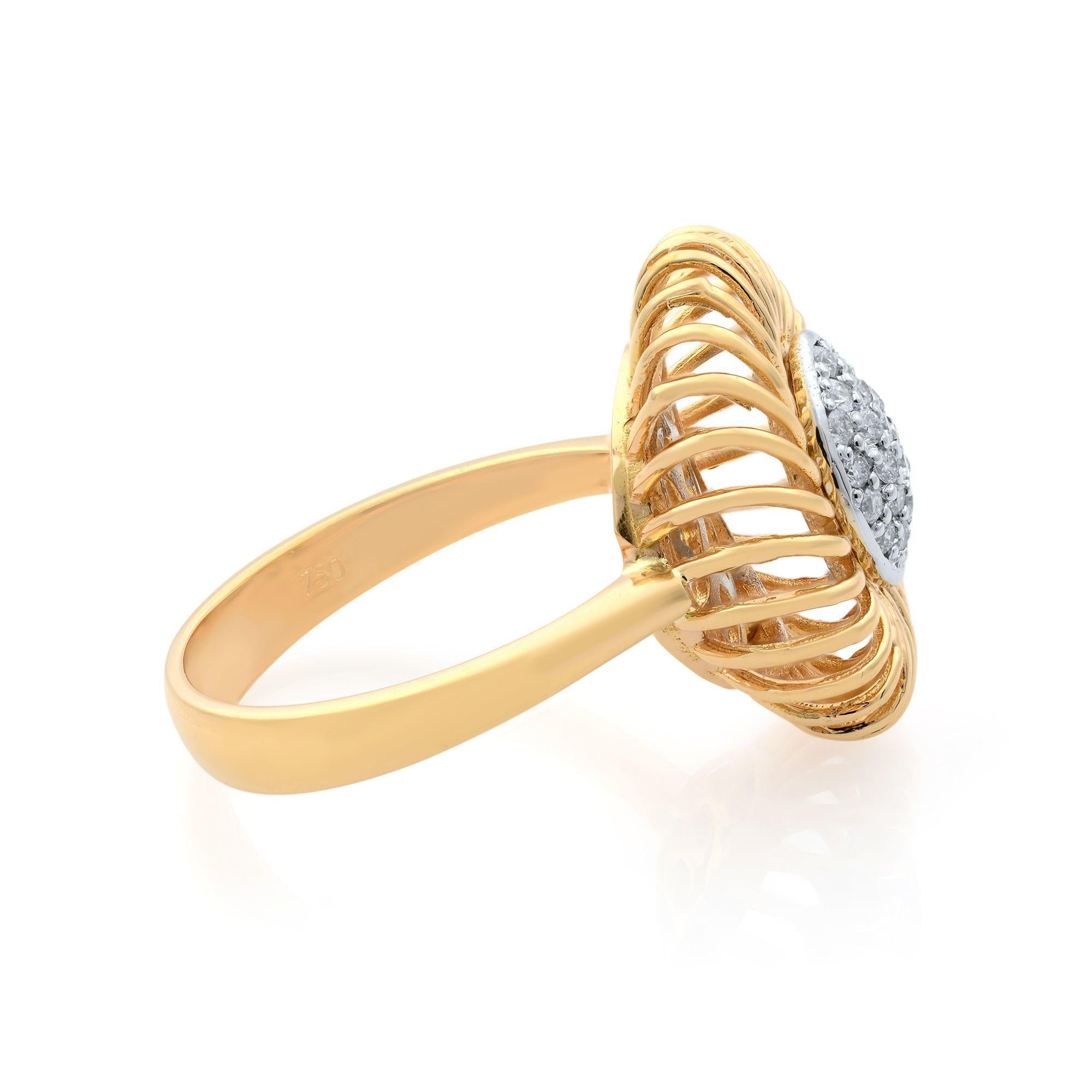 Rachel Koen Anillo Cóctel Único Diamante Oro Rosa 18K 0.15 Cttw Talla 6.75 Moderno en venta