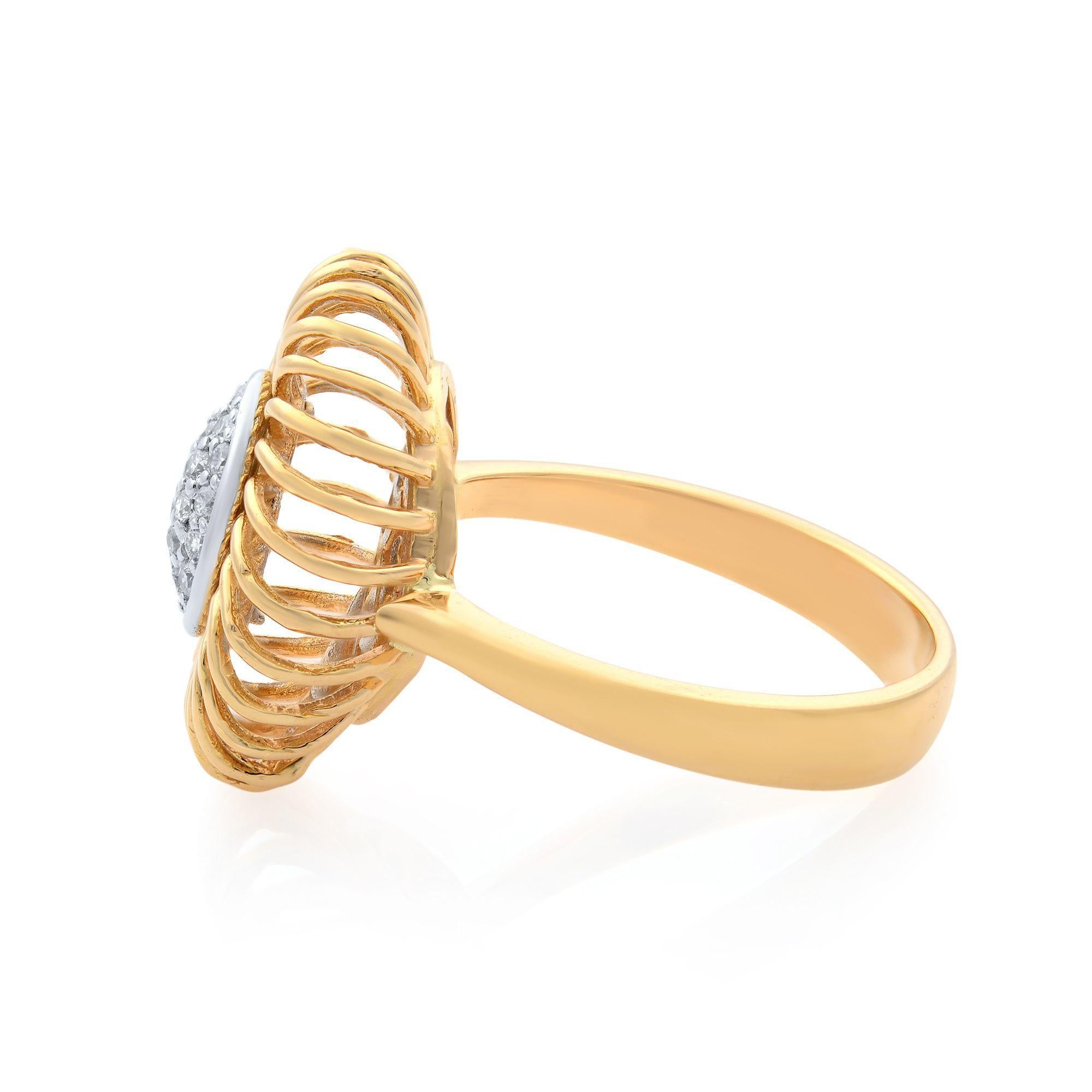 Rachel Koen Anillo Cóctel Único Diamante Oro Rosa 18K 0.15 Cttw Talla 6.75 Corte redondo en venta