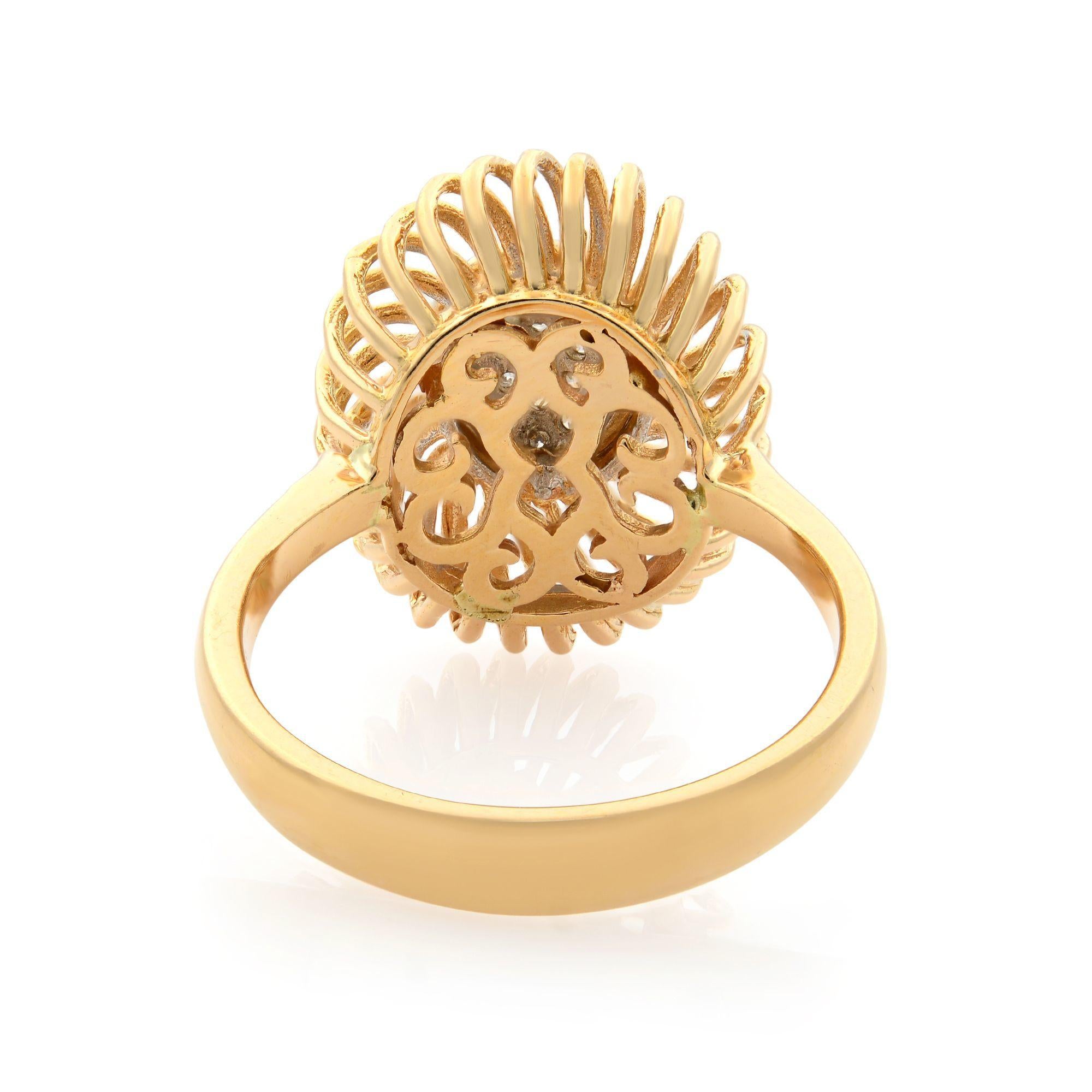 Rachel Koen Anillo Cóctel Único Diamante Oro Rosa 18K 0.15 Cttw Talla 6.75 en Nuevo estado para la venta en New York, NY