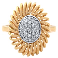 Rachel Koen Diamond Unique Cocktail Ring 18K Rose Gold 0.15 Cttw Size 6.75