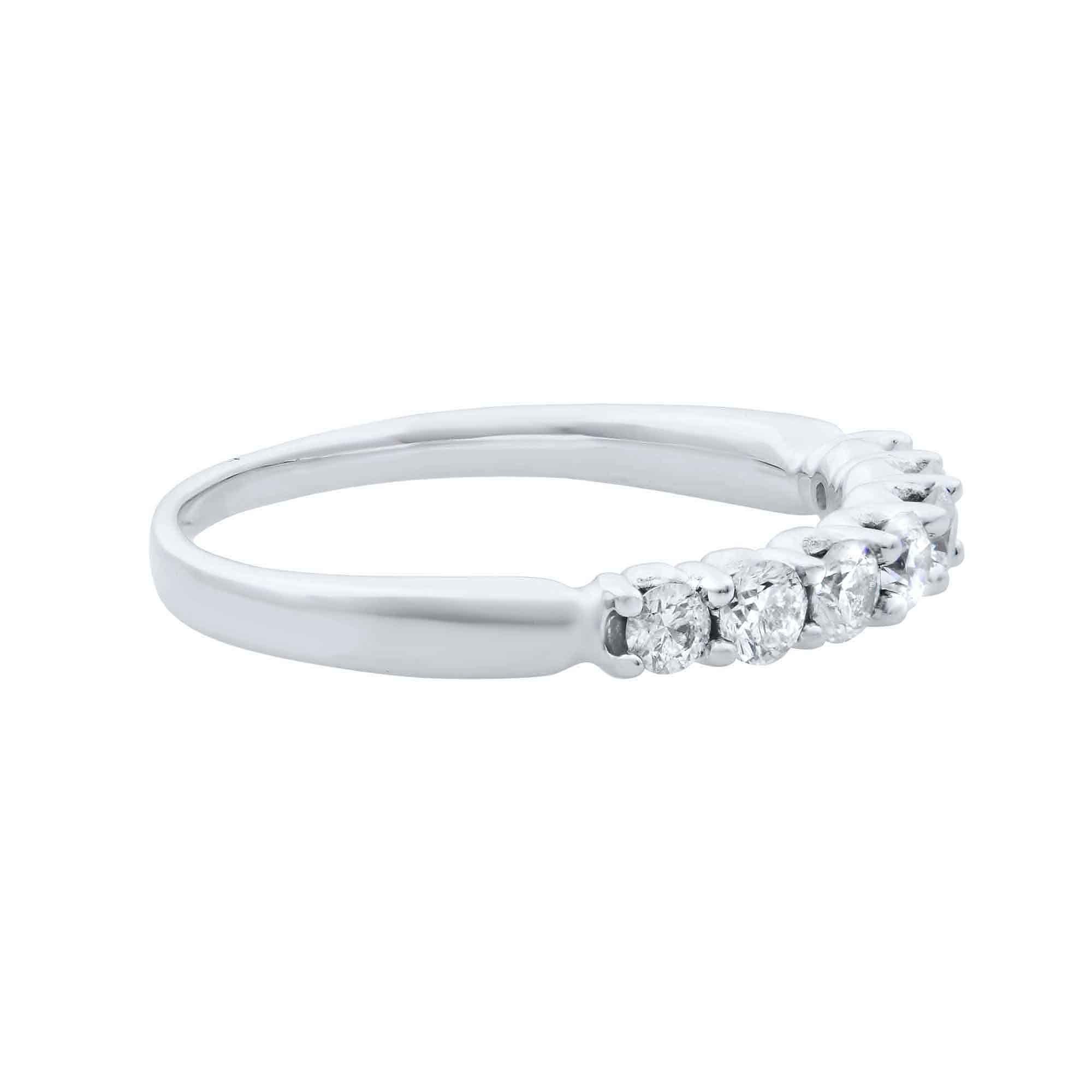 Modern Rachel Koen Diamond Wedding Band Ring 14K White Gold 0.42cttw For Sale