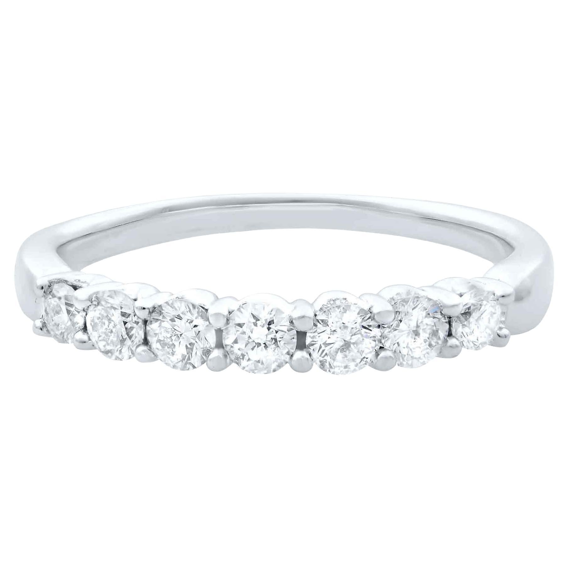 Rachel Koen Diamond Wedding Band Ring 14K White Gold 0.42cttw For Sale