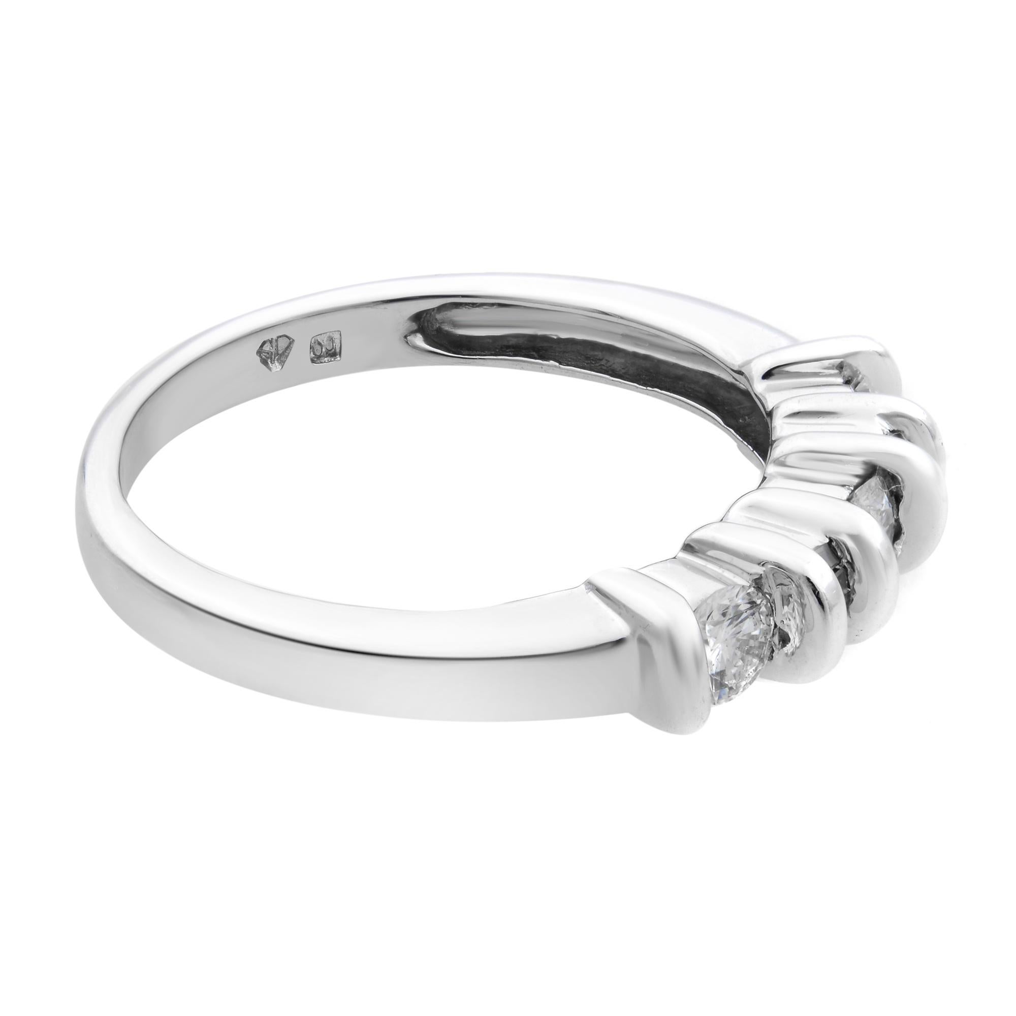 Rachel Koen Diamond Wedding Band Ring 14K White Gold 0.50cttw In New Condition For Sale In New York, NY