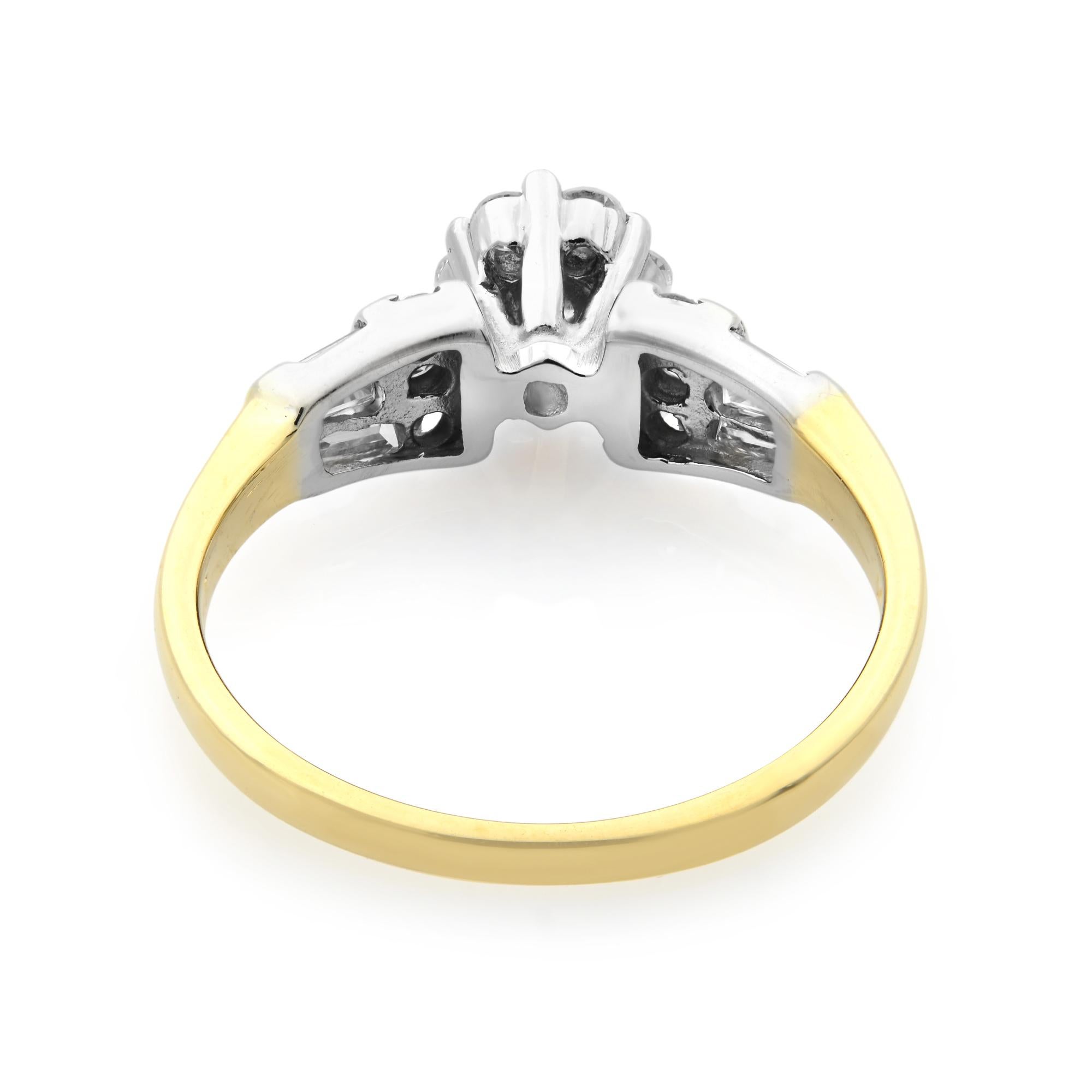 Modern Rachel Koen Diamond Wedding Ring 14K White and Yellow Gold 0.25cttw For Sale