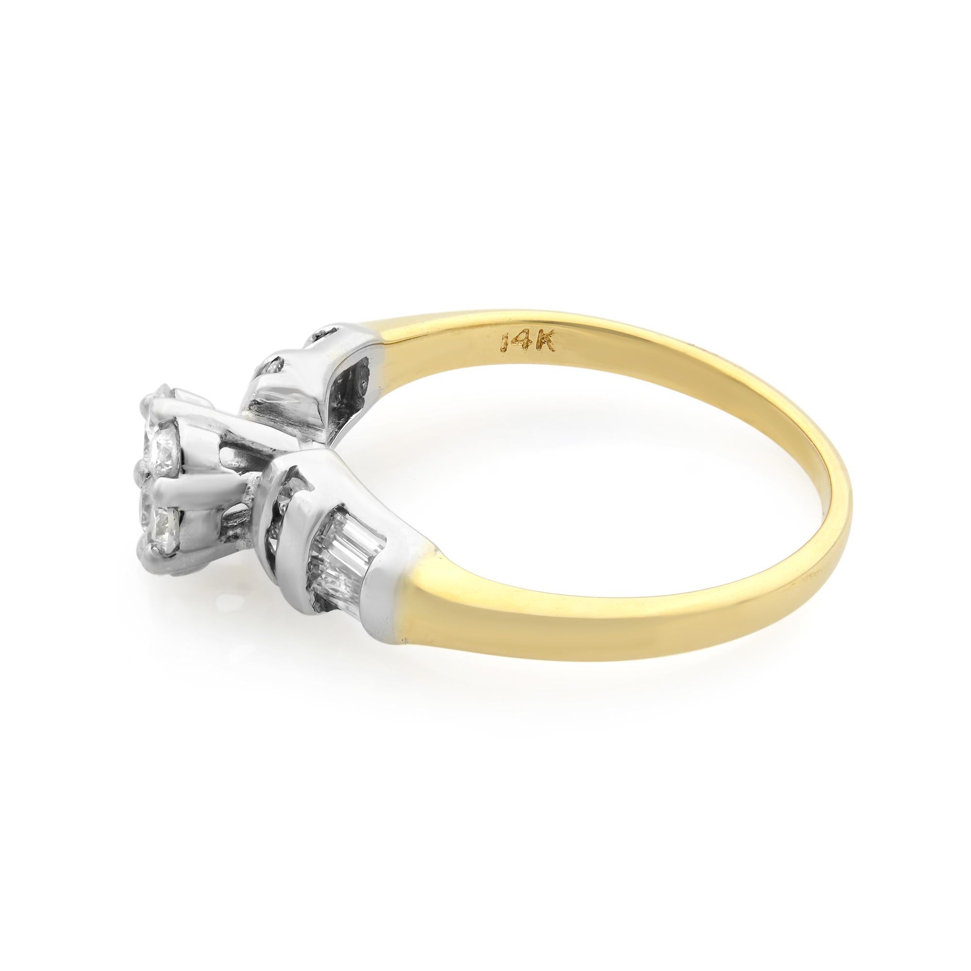 Round Cut Rachel Koen Diamond Wedding Ring 14K White and Yellow Gold 0.25cttw For Sale