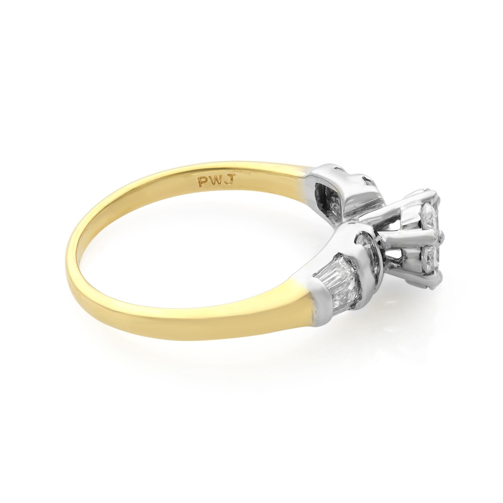 Rachel Koen Bague de mariage en or blanc et jaune 14 carats avec diamants 0,25 carat poids total Neuf - En vente à New York, NY