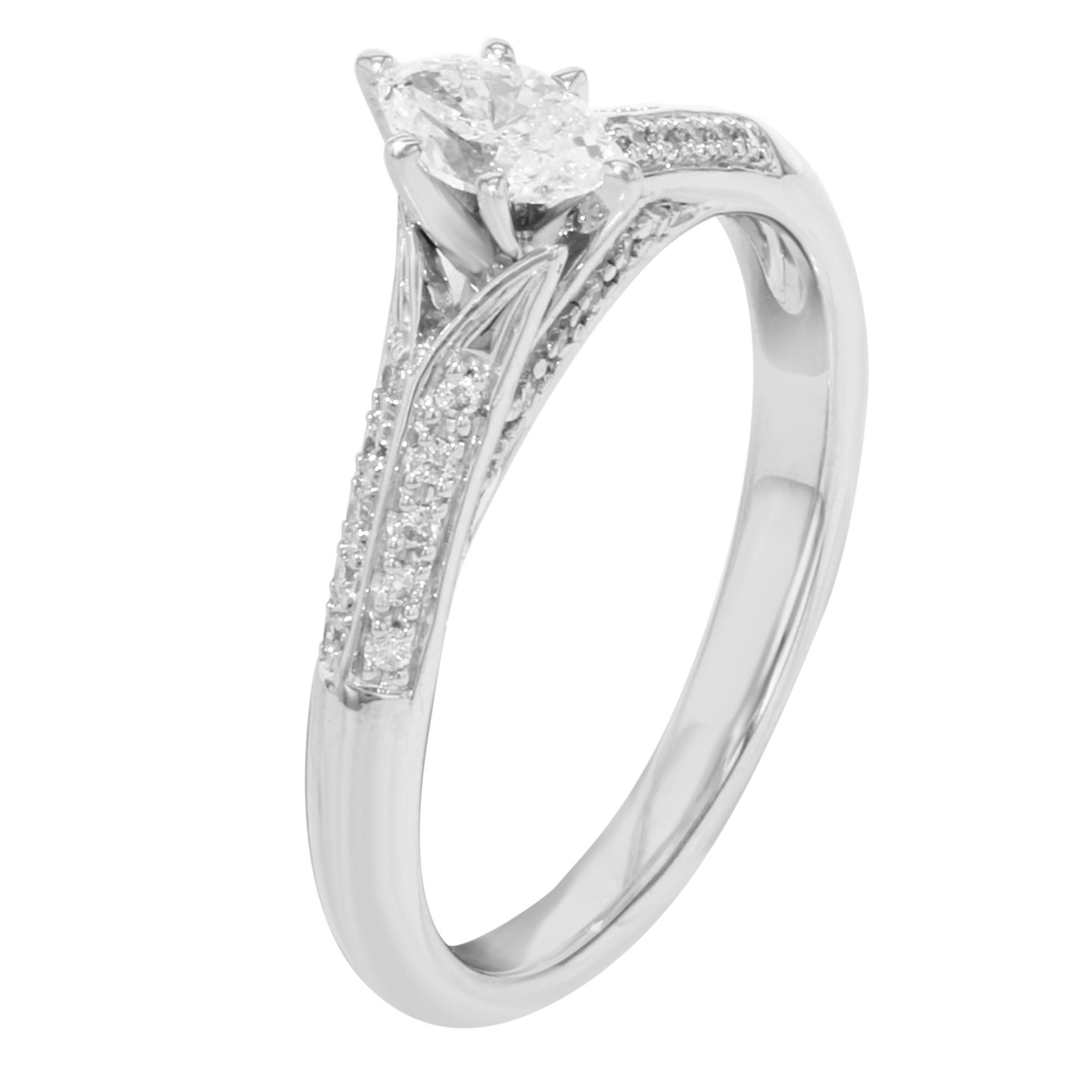 Modern Rachel Koen Diamond Womens Engagement Ring 14K White Gold 0.75Cttw Size 7.25 For Sale