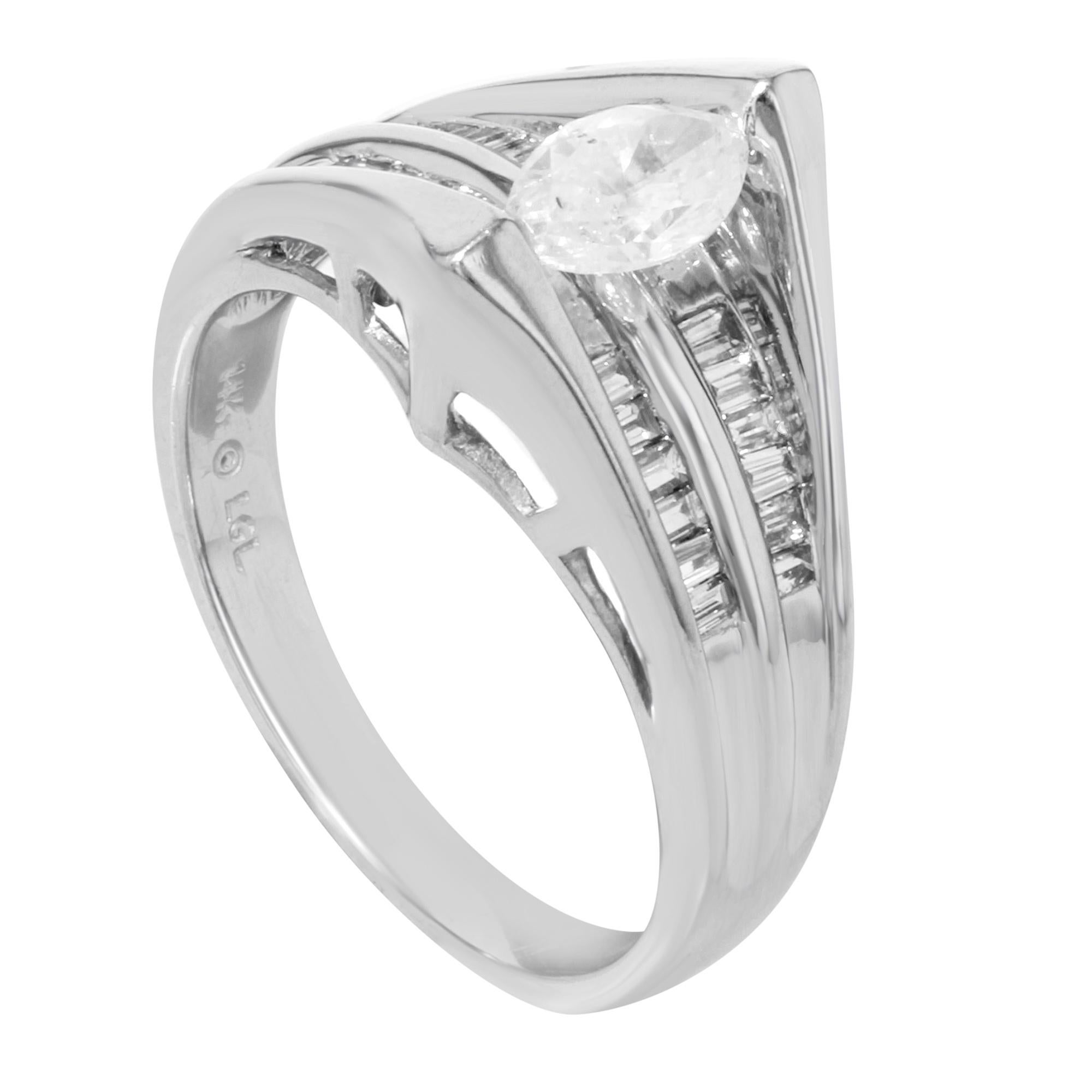 Modern Rachel Koen Diamond Womens Engagement Ring 14K White Gold 1.25 Cttw For Sale