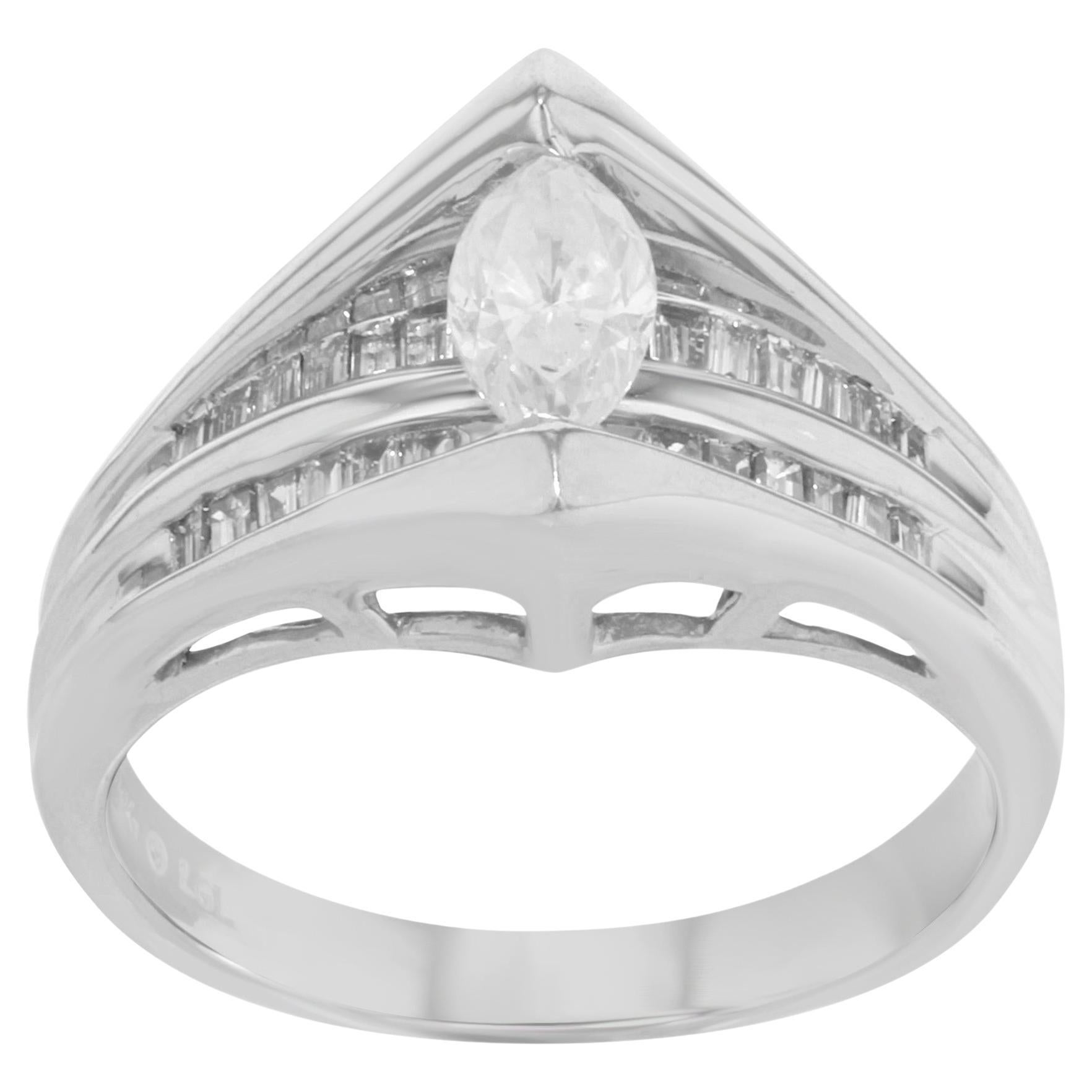 Rachel Koen Bague de fiançailles pour femme en or blanc 14 carats avec diamants (1,25 ct. pt.)