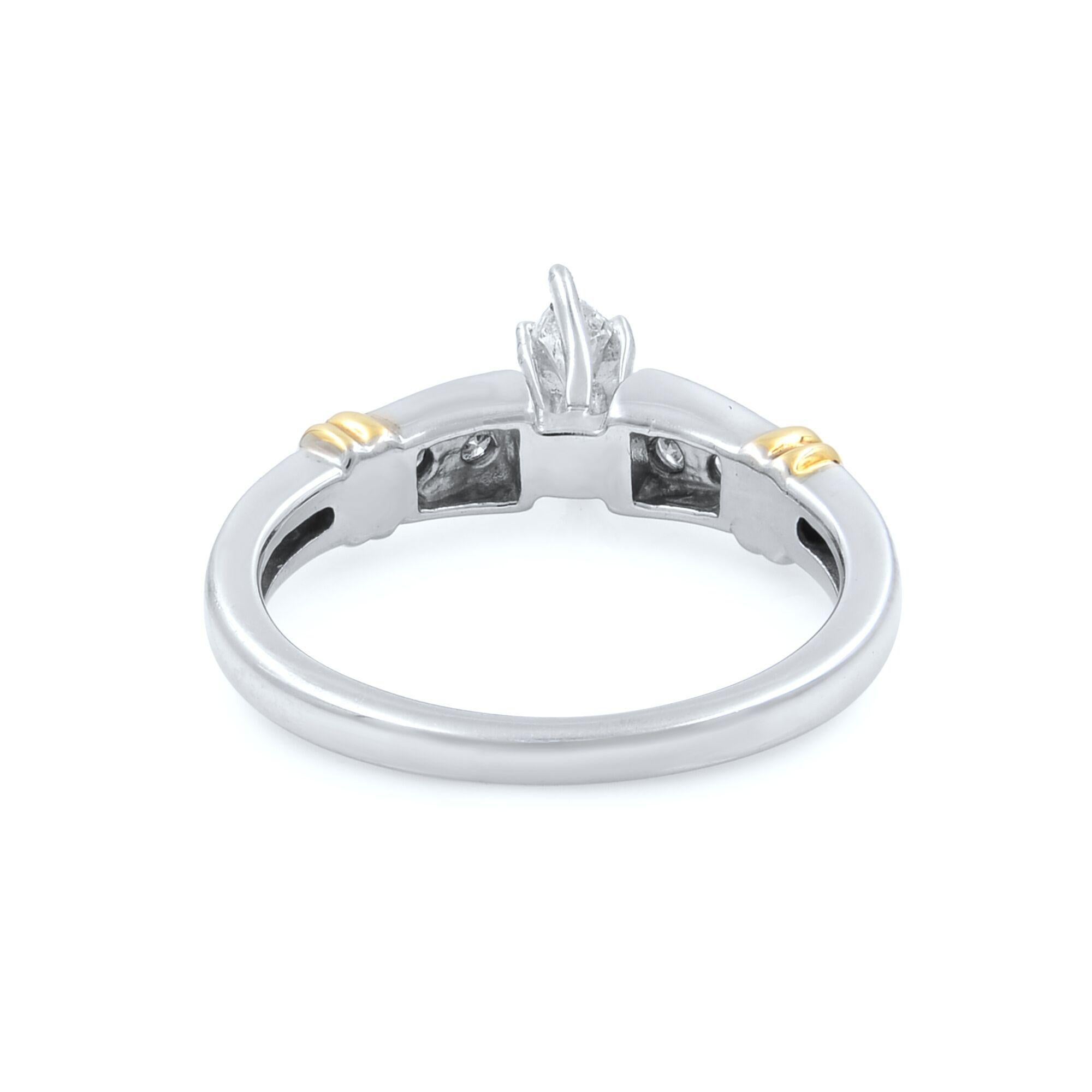 Modern Rachel Koen Diamond Womens Engagement Ring 14K White & Yellow Gold 0.50cttw SZ 7 For Sale