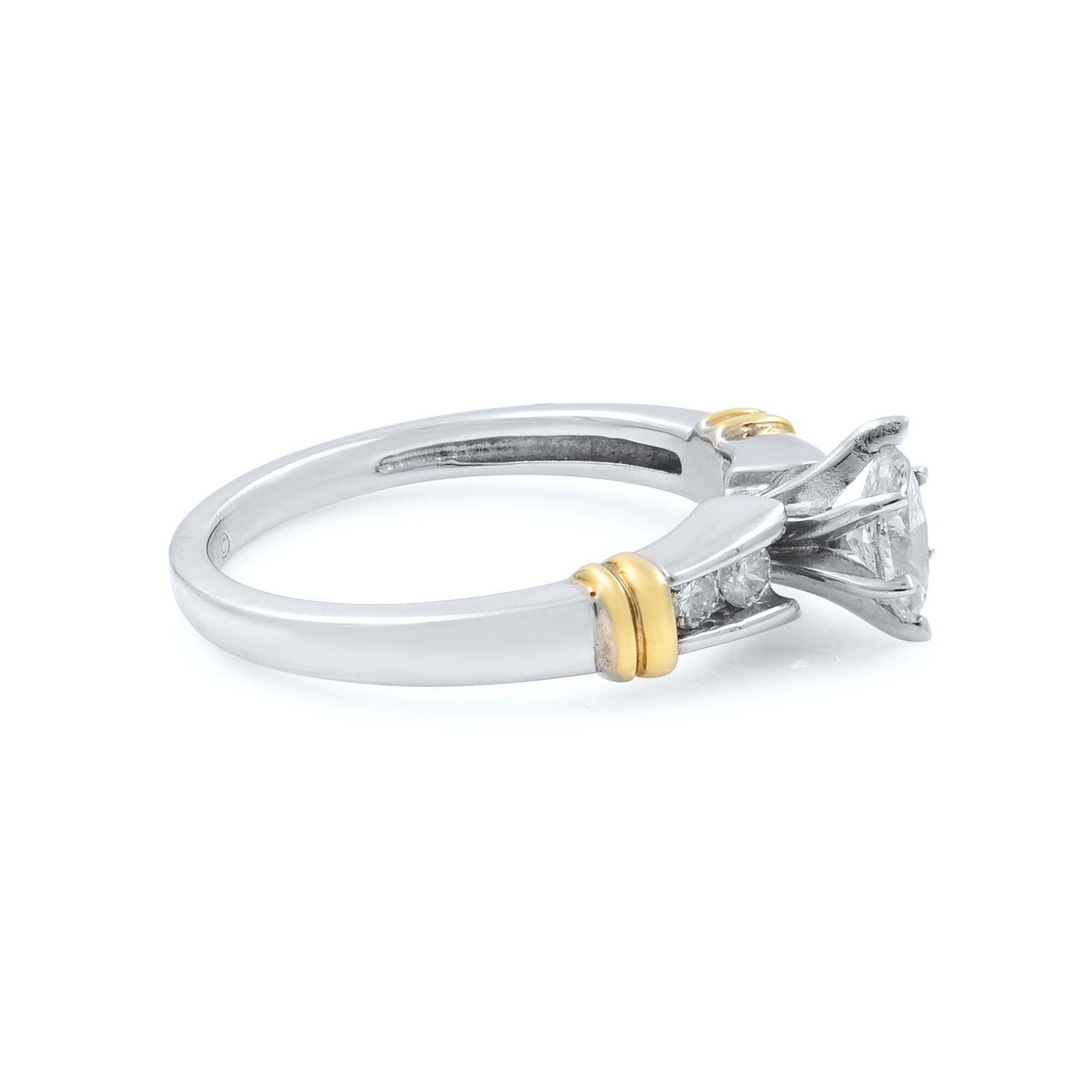 Marquise Cut Rachel Koen Diamond Womens Engagement Ring 14K White & Yellow Gold 0.50cttw SZ 7 For Sale