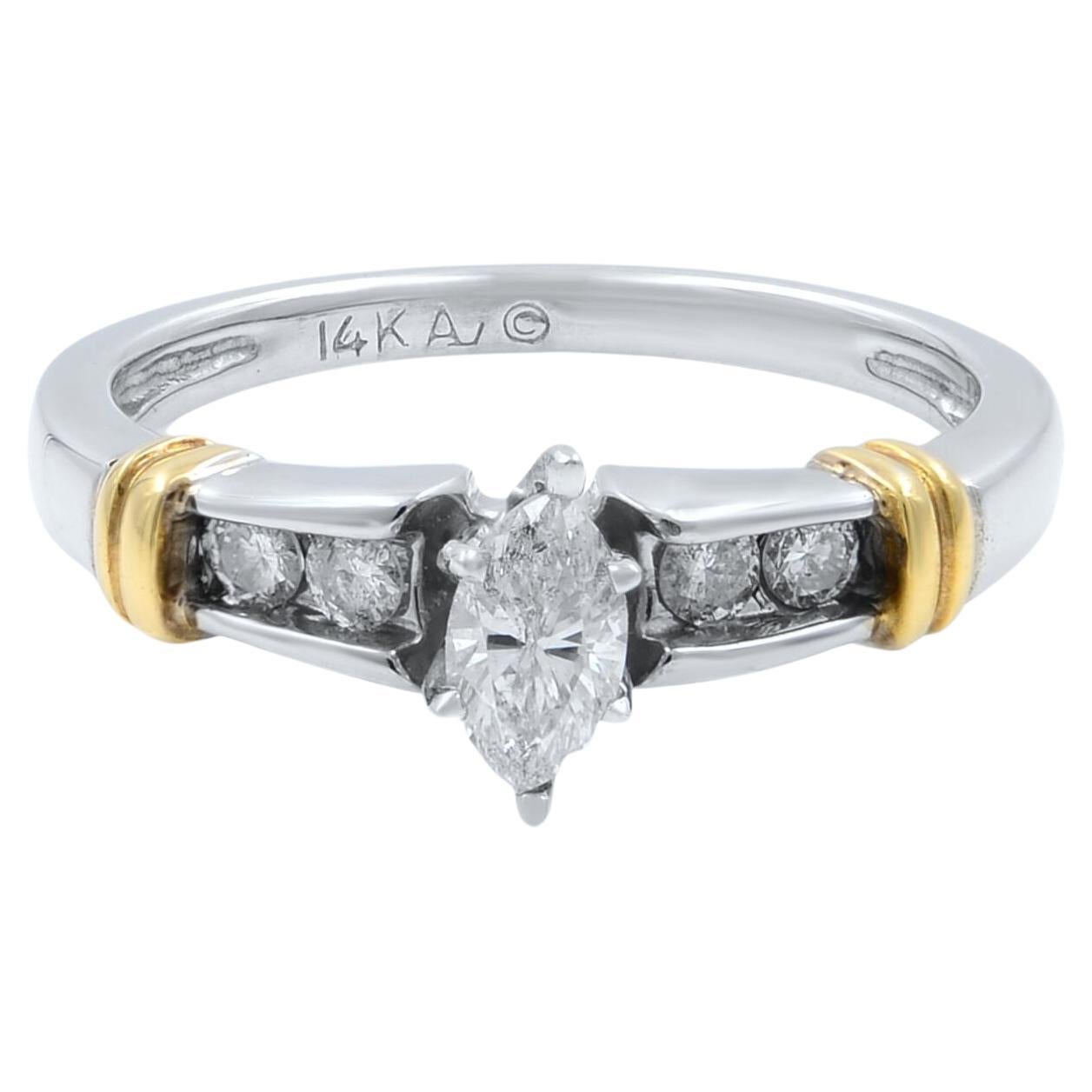 Rachel Koen Diamond Womens Engagement Ring 14K White & Yellow Gold 0.50cttw SZ 7 For Sale