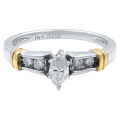 Rachel Koen Bague de fiançailles pour femme en or blanc et jaune 14 carats avec diamants 0,50 carat poids total Taille 7