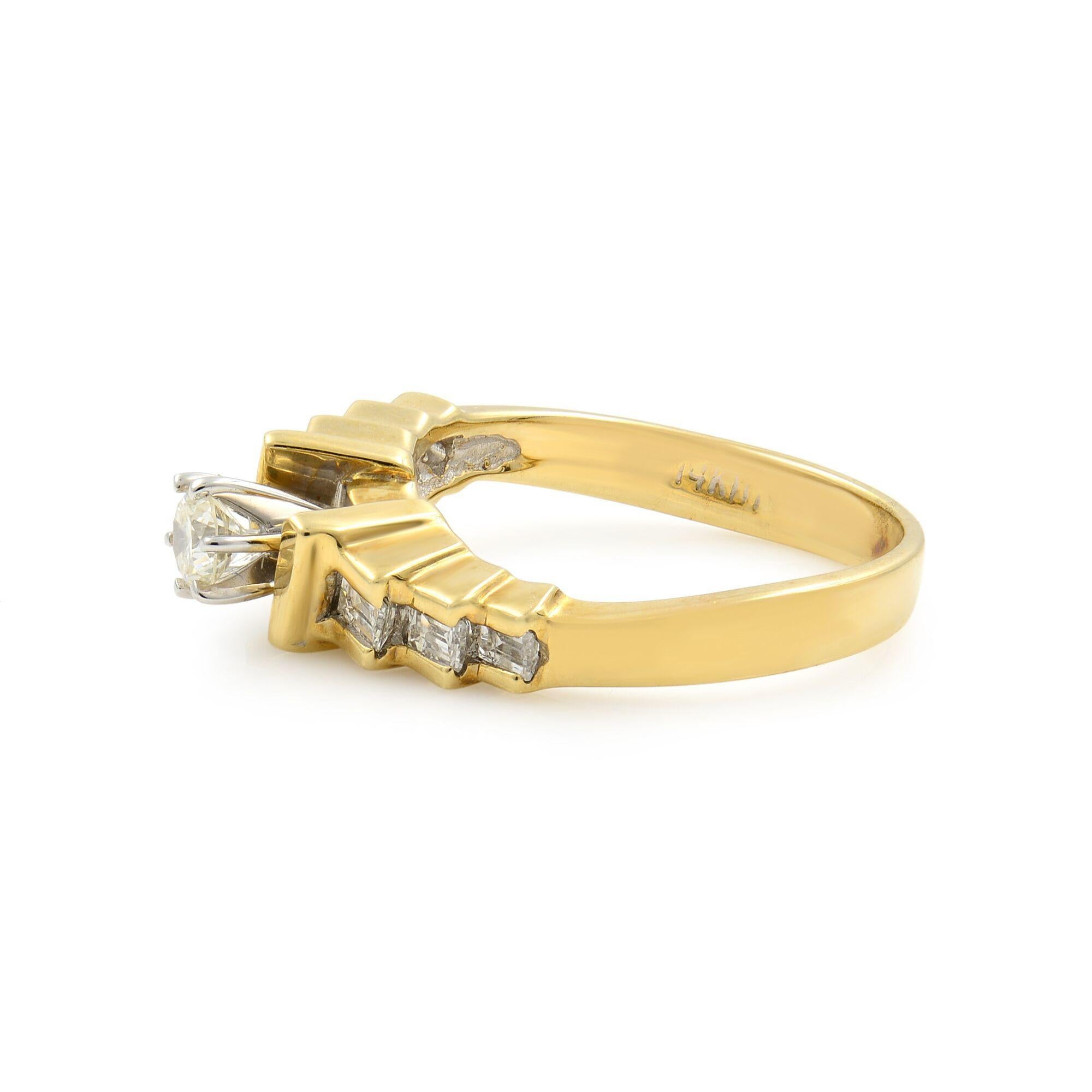 Moderne Rachel Koen Bague de fiançailles pour femme en or jaune 14 carats avec diamants 0,62 carat poids total en vente