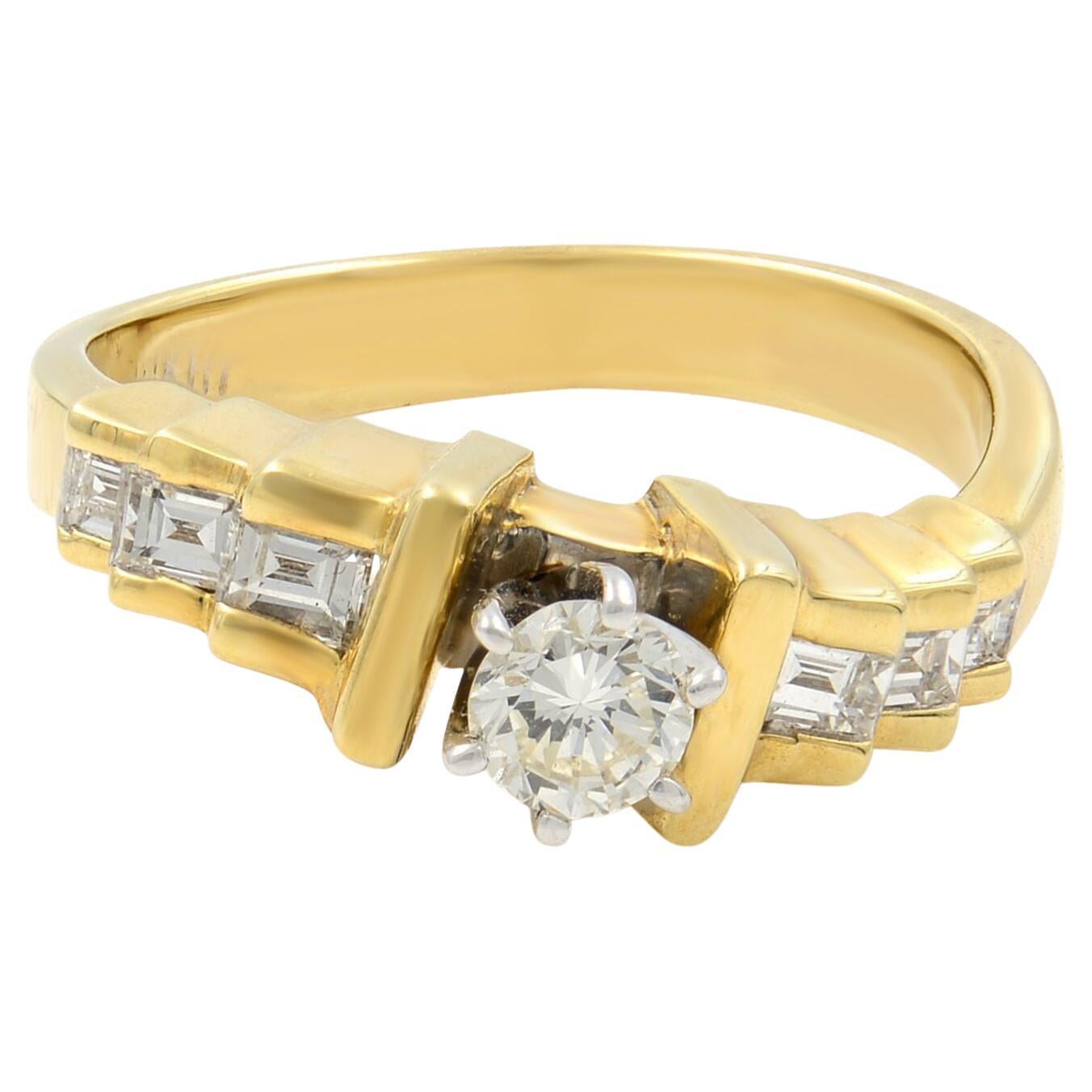 Rachel Koen Bague de fiançailles pour femme en or jaune 14 carats avec diamants 0,62 carat poids total en vente