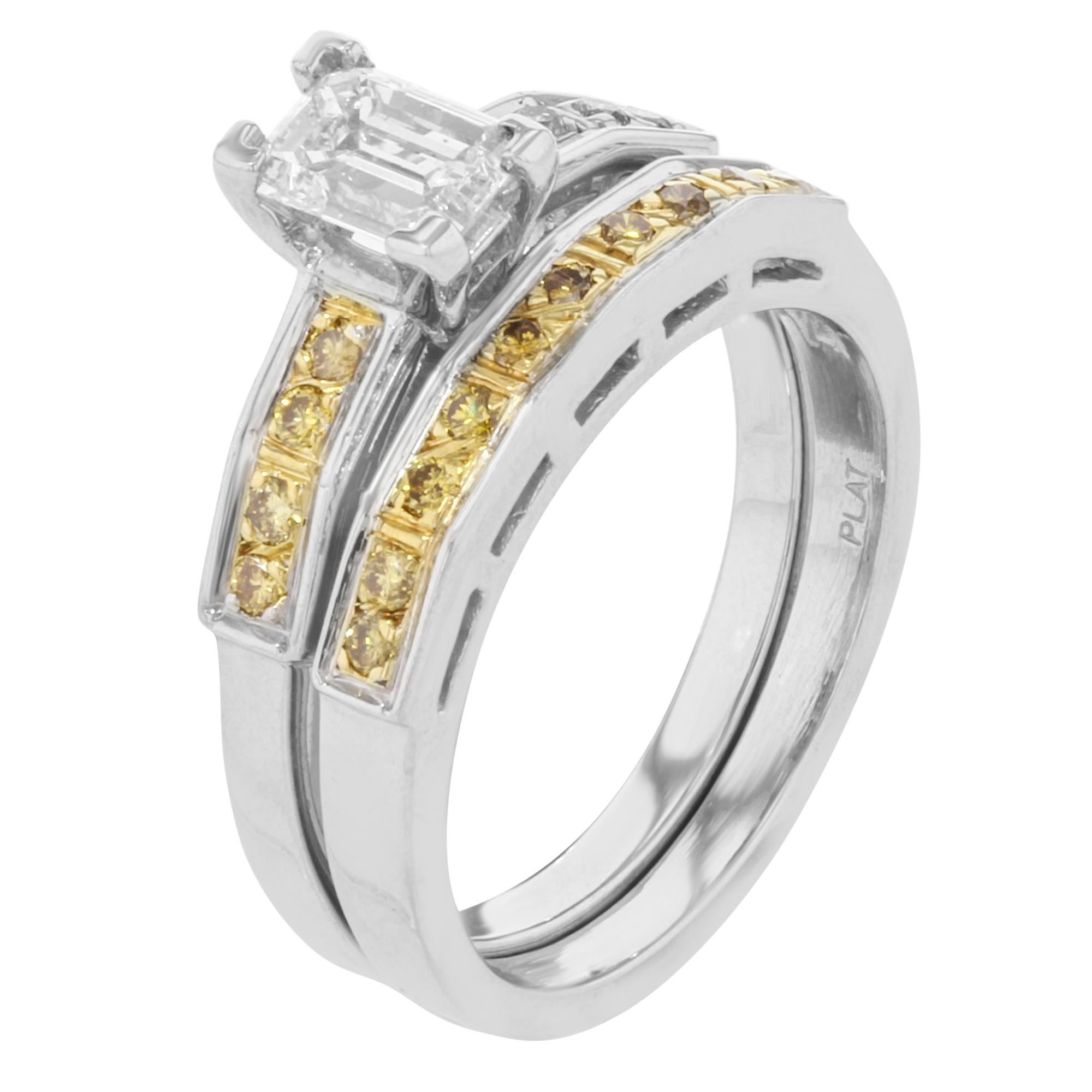 Modern Rachel Koen Diamond Womens Engagement Ring Set Platinum 18K Yellow Gold 2.31Cttw For Sale