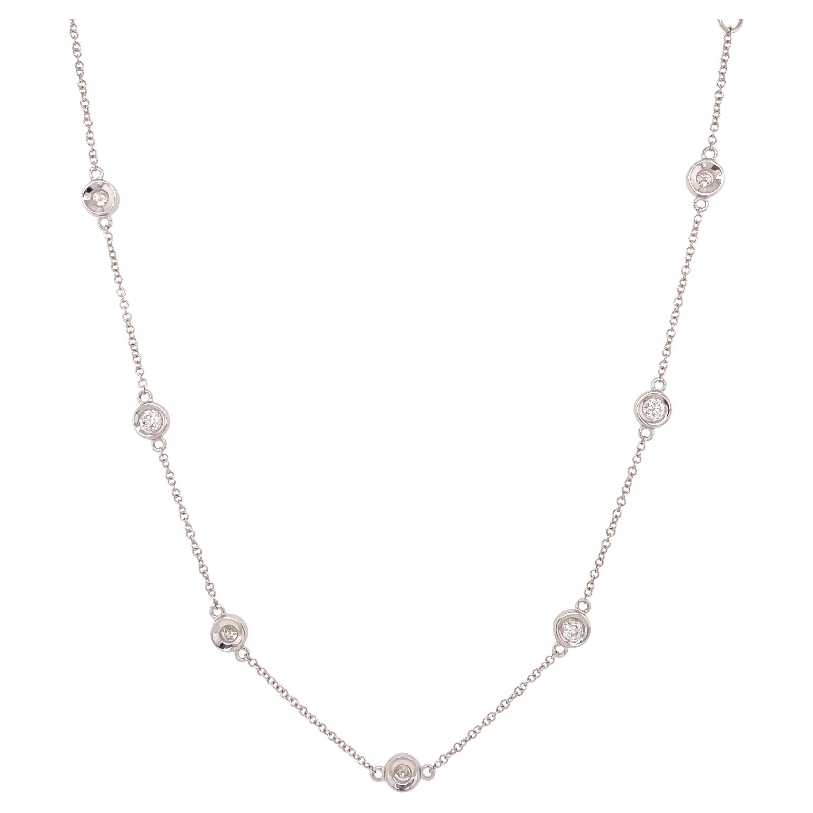 Rachel Koen Diamonds by the Yard Necklace 14K White Gold 0.77Cttw 18 inches