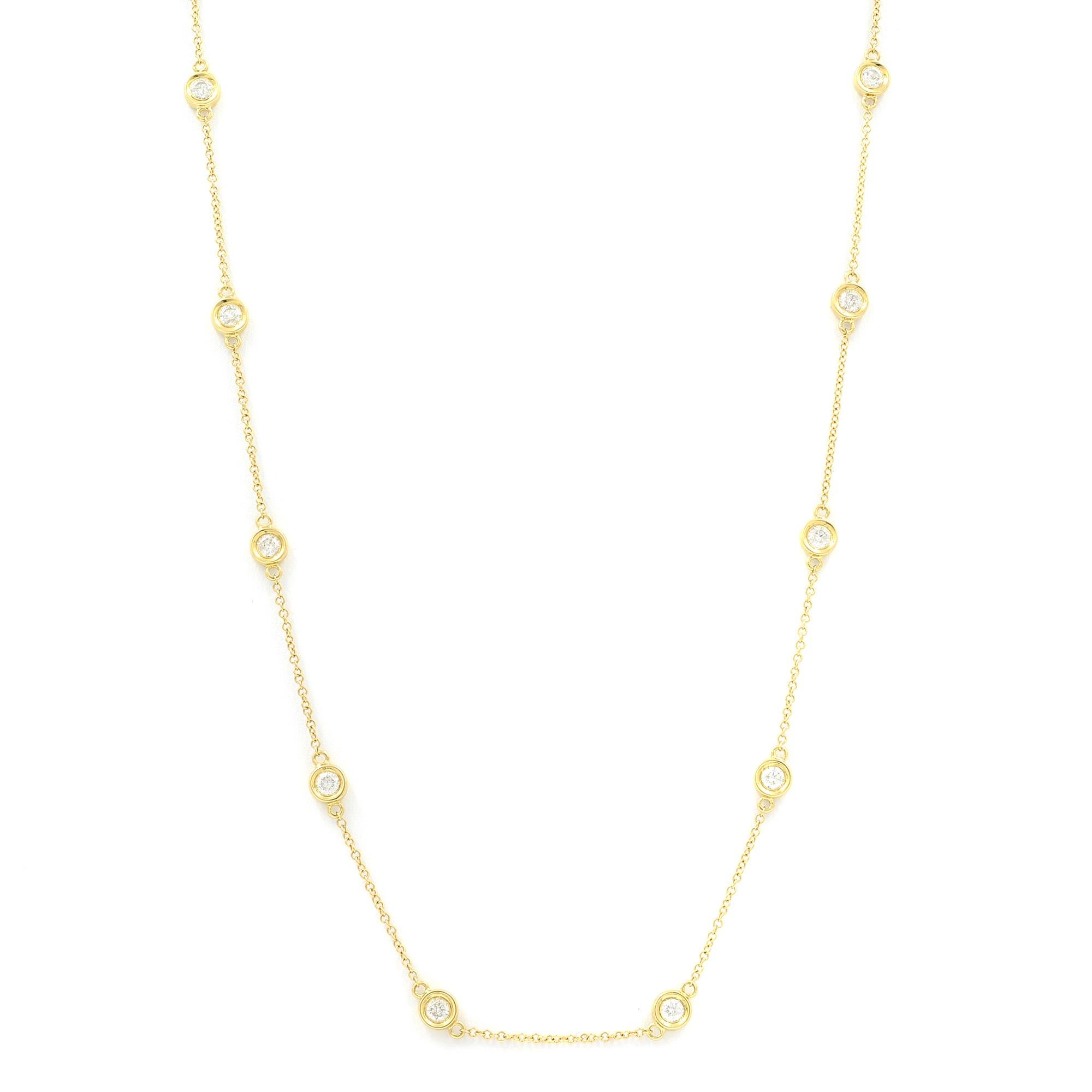 Rachel Koen Diamonds by the Yard Necklace 14K Yellow Gold 0.77Cttw In New Condition For Sale In New York, NY
