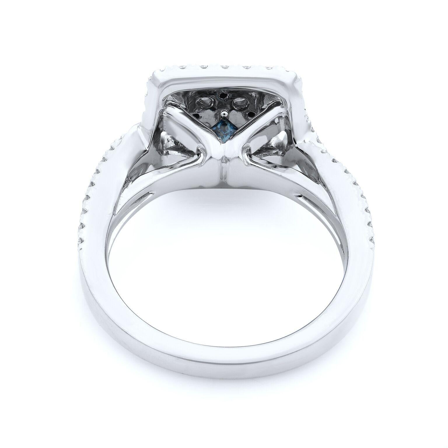 Rachel Koen Bague de fiançailles en diamant double halo en or blanc 14K 2.00cttw Neuf - En vente à New York, NY