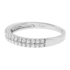 Rachel Koen Double Row Pave Diamond Wedding Band Ring 14k White Gold 0.37cttw