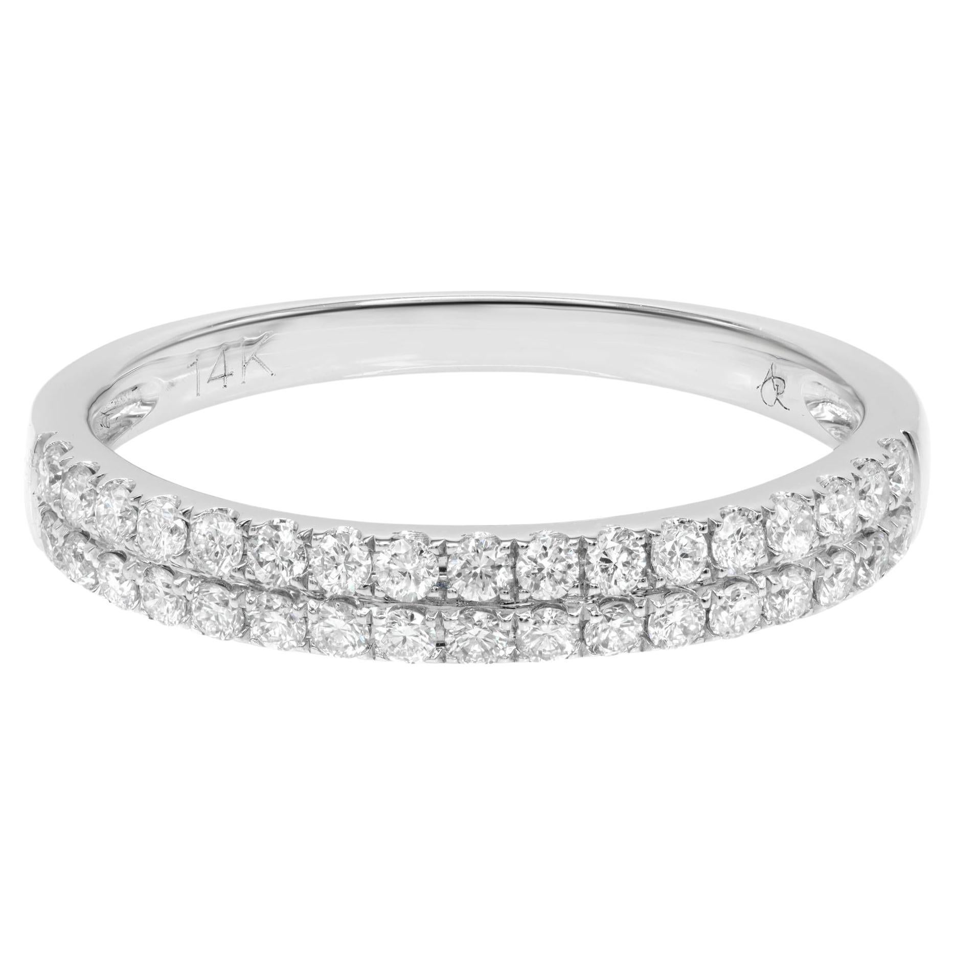 Rachel Koen Rachel Koen Doppelreihiger Pave-Diamant-Ehering 14k Weißgold 0,37cttw