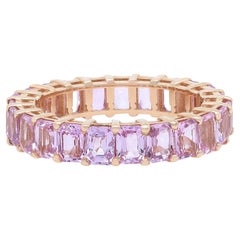 Rachel Koen Emerald Cut Pink Sapphire Eternity Band Ring 14K Yellow Gold