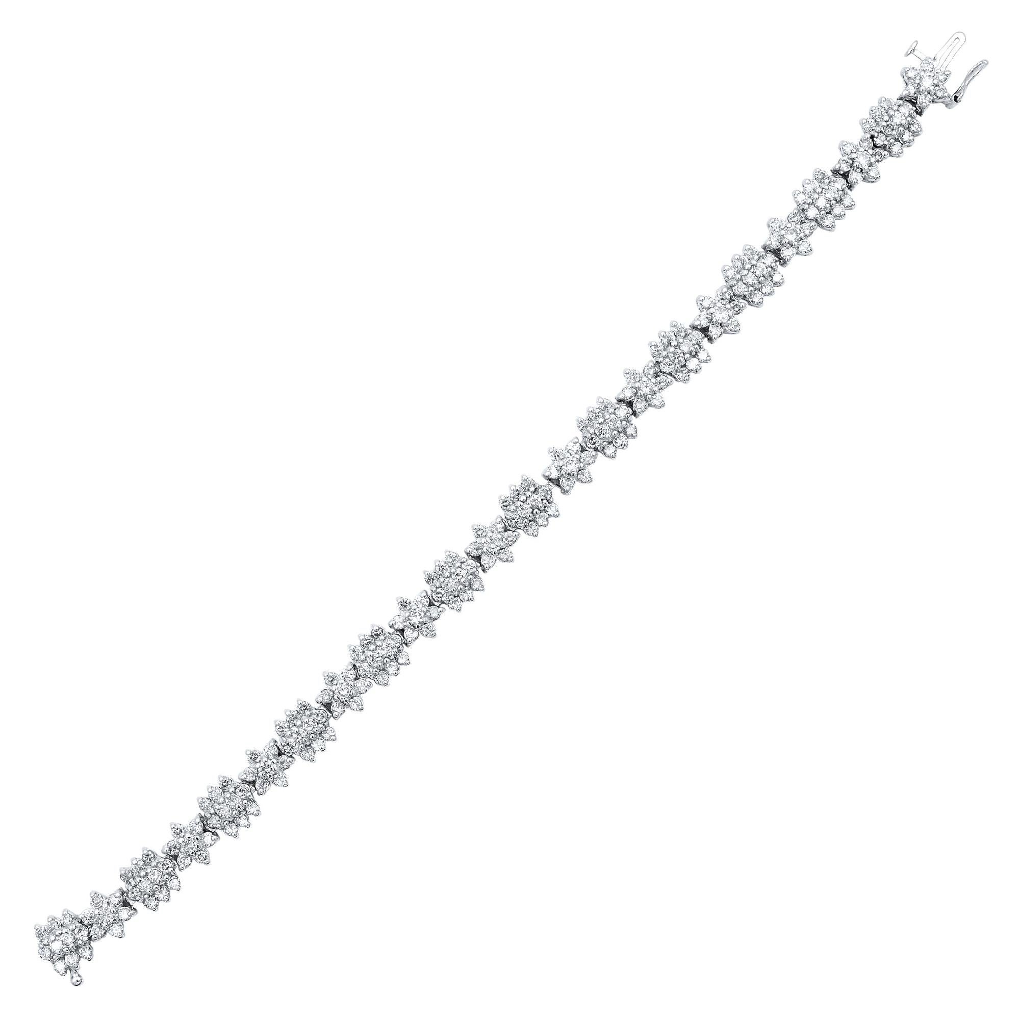 Rachel Koen Pulsera Tenis Diamante Floral Oro Amarillo 14K Rodio 6 Cttw