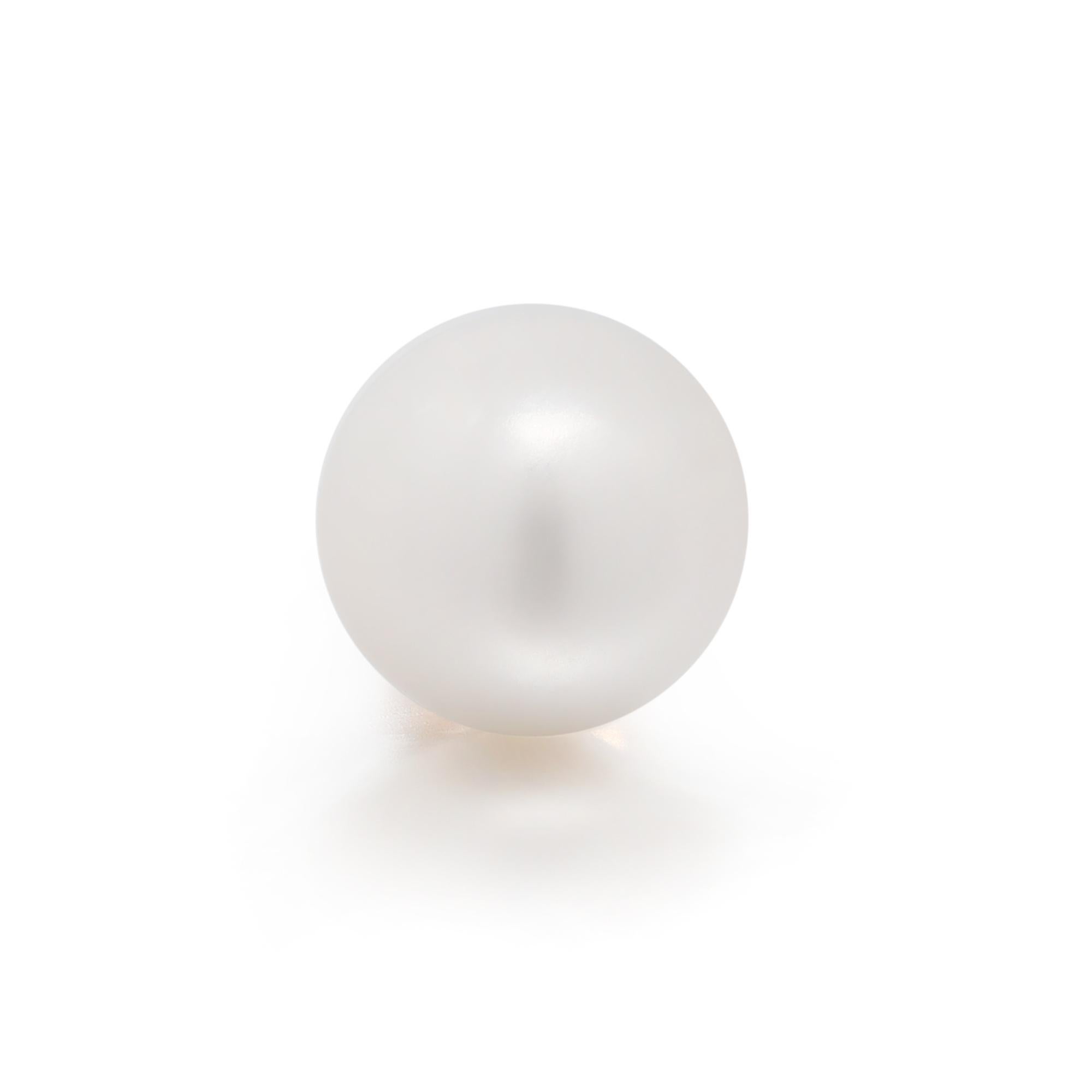 Rachel Koen Fresh Water White Pearl Stud Earrings 14K Yellow Gold In New Condition For Sale In New York, NY