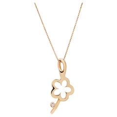 Rachel Koen Gemoro Flower Diamond Ladies Mini Pendant Necklace 14K Yellow Gold